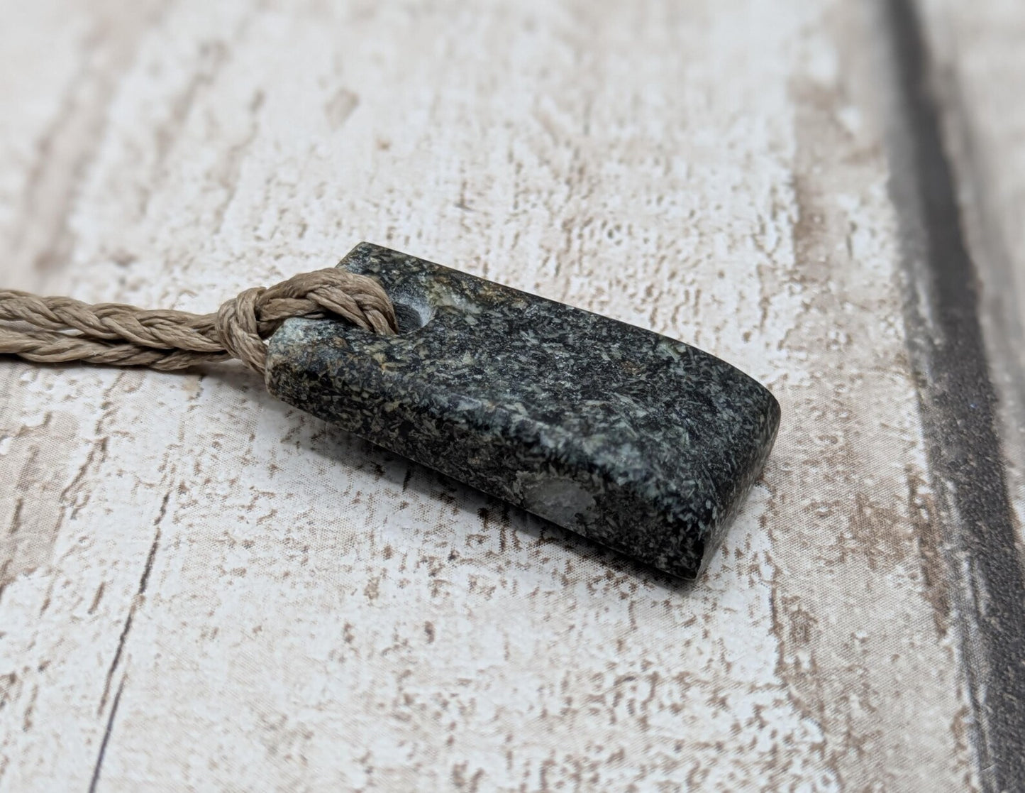 Preseli Bluestone Stonehenge Pendant Hei Toki adze - Welsh Sacred Stone Jewellery, Handcrafted Māori inspired Talisman, Raw Pagan Amulet.