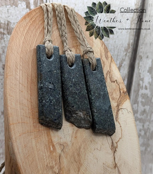 Preseli Bluestone Rectangle Pendant with Natural Edge – Stonehenge Stone Jewellery, Ancient Welsh Crystal Necklace, Spiritual Gift.
