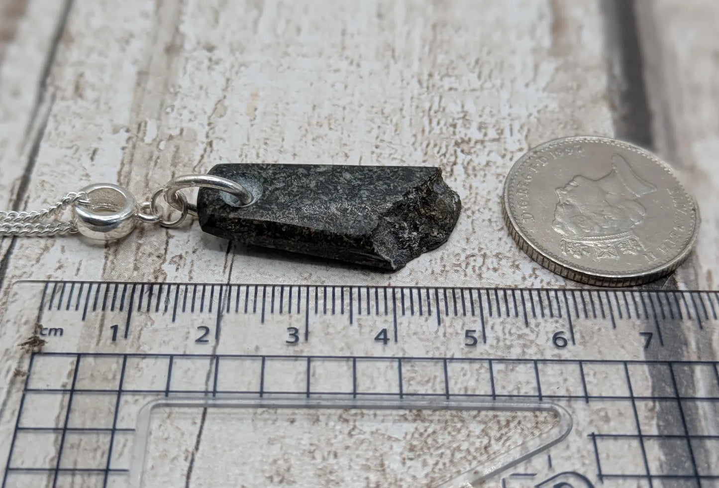 Preselli Bluestone stonehenge Pendant – Raw-Edged Welsh stone, spiritual Necklace on 925 Sterling Silver Curb Chain with European Bail.