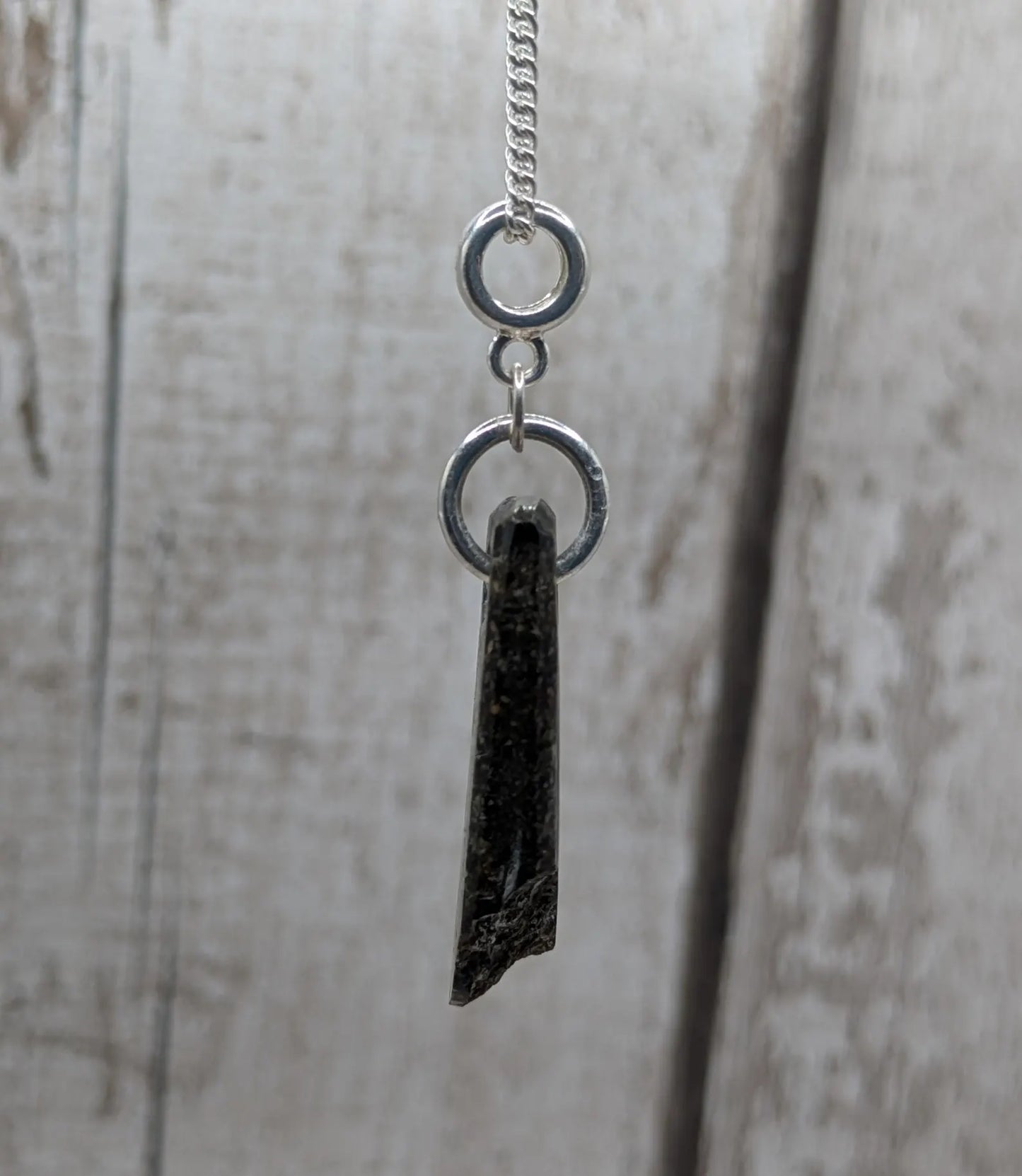 Preselli Bluestone stonehenge Pendant – Raw-Edged Welsh stone, spiritual Necklace on 925 Sterling Silver Curb Chain with European Bail.