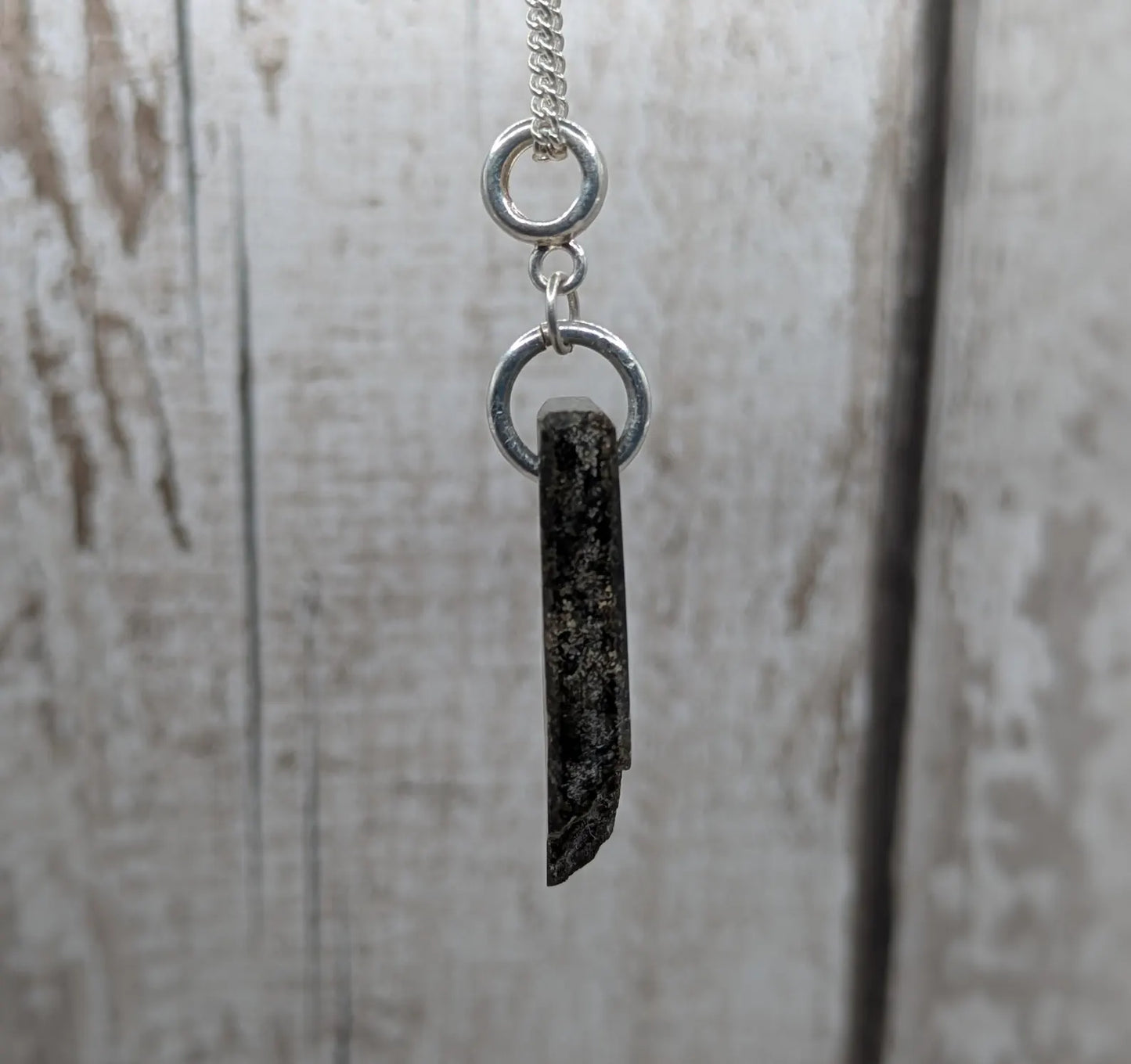 Preseli Bluestone stonehenge Pendant – Raw-Edged Welsh stone, spiritual Necklace on 925 Sterling Silver Curb Chain with European Bail.