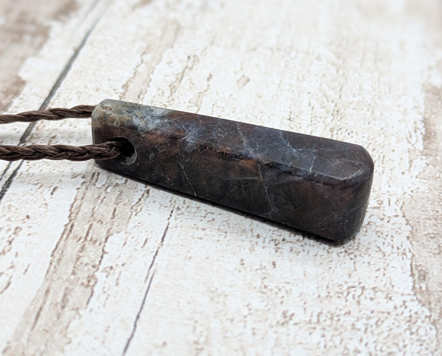 Iolite and Sunstone Teardrop hand carved Necklace – Roimata Pendant of Balance, Spiritual Energy Jewellery Inspired by Polynesian Symbolism.