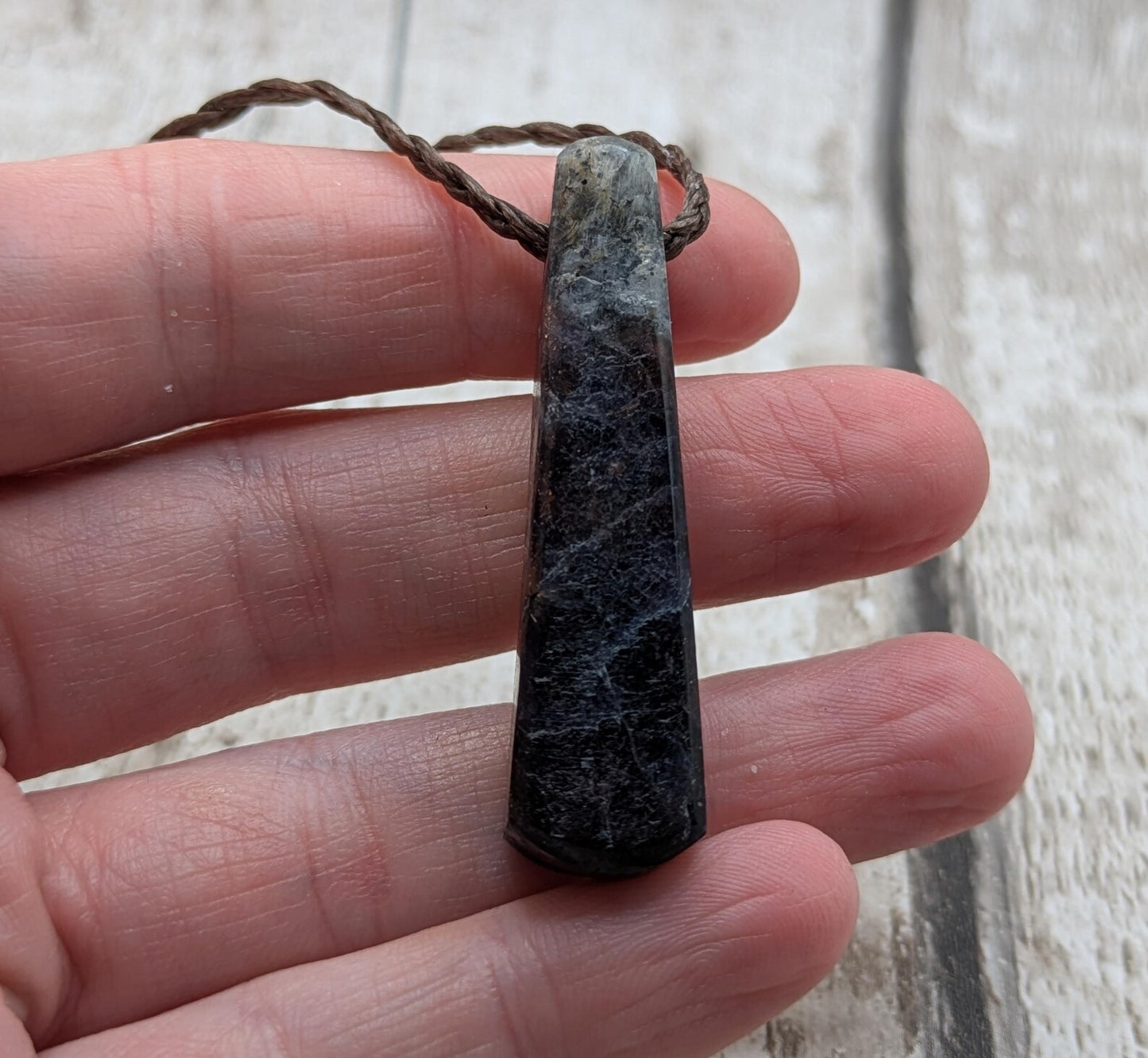 Iolite and Sunstone Teardrop hand carved Necklace – Roimata Pendant of Balance, Spiritual Energy Jewellery Inspired by Polynesian Symbolism.