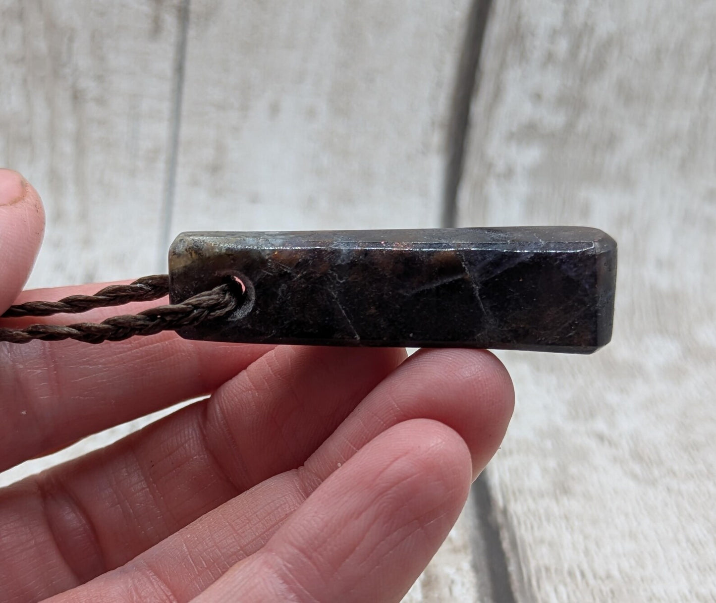 Iolite and Sunstone Teardrop hand carved Necklace – Roimata Pendant of Balance, Spiritual Energy Jewellery Inspired by Polynesian Symbolism.