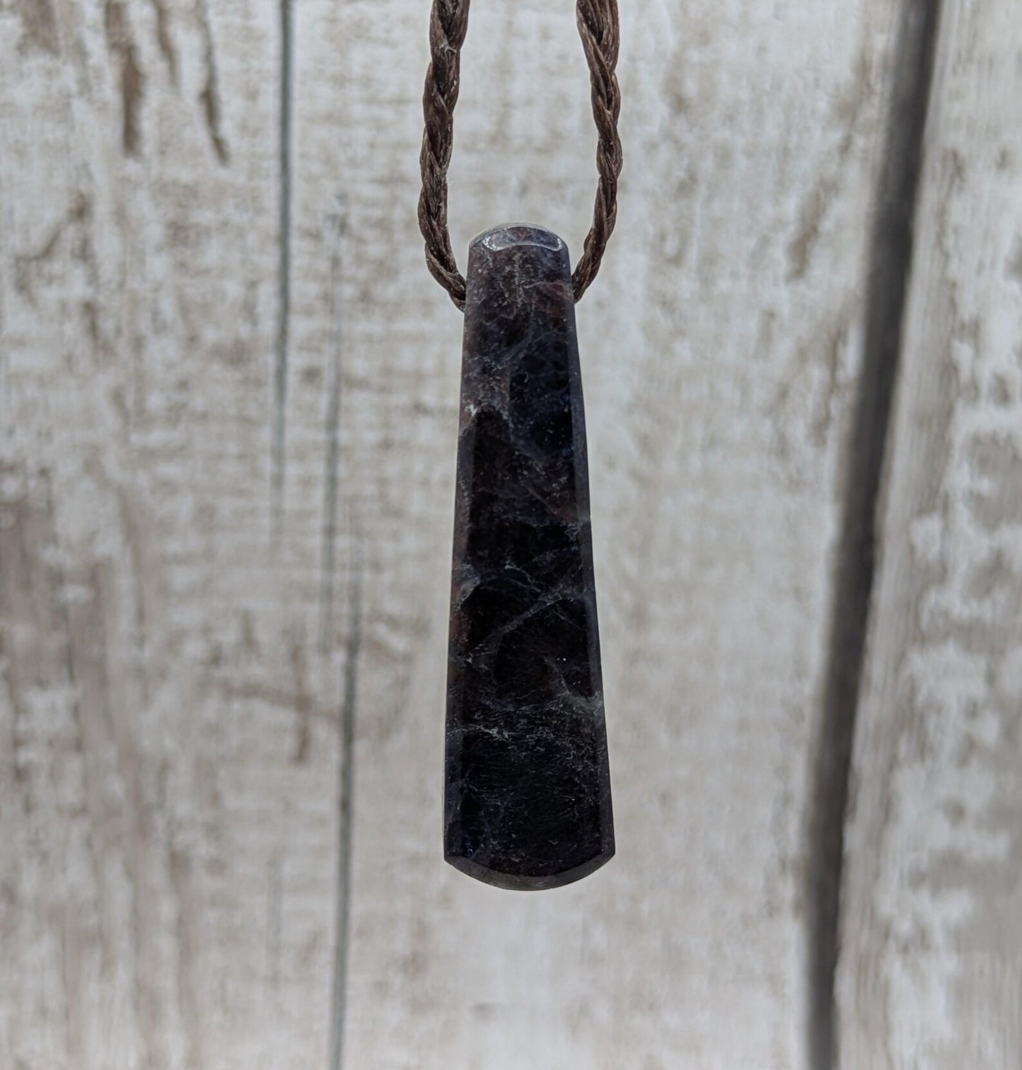 Iolite and Sunstone Teardrop hand carved Necklace – Roimata Pendant of Balance, Spiritual Energy Jewellery Inspired by Polynesian Symbolism.