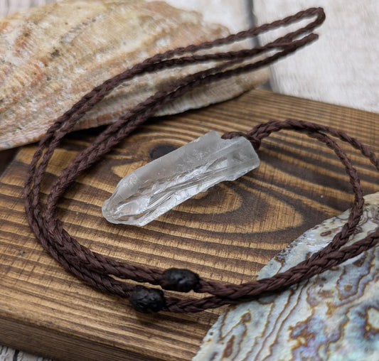 Clear quartz Crystal point pendant.