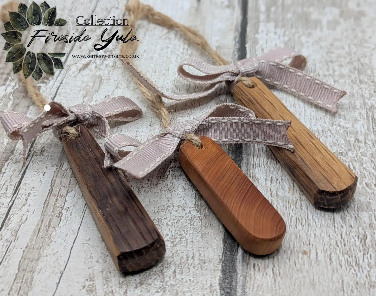 3 pack Whiskey barrel oak hanging Christmas decoration.