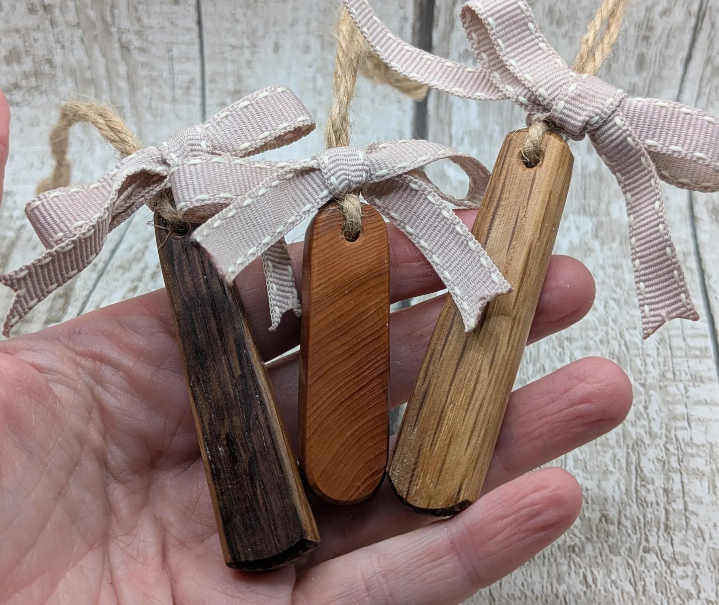 3 pack Whiskey barrel oak hanging Christmas decoration.