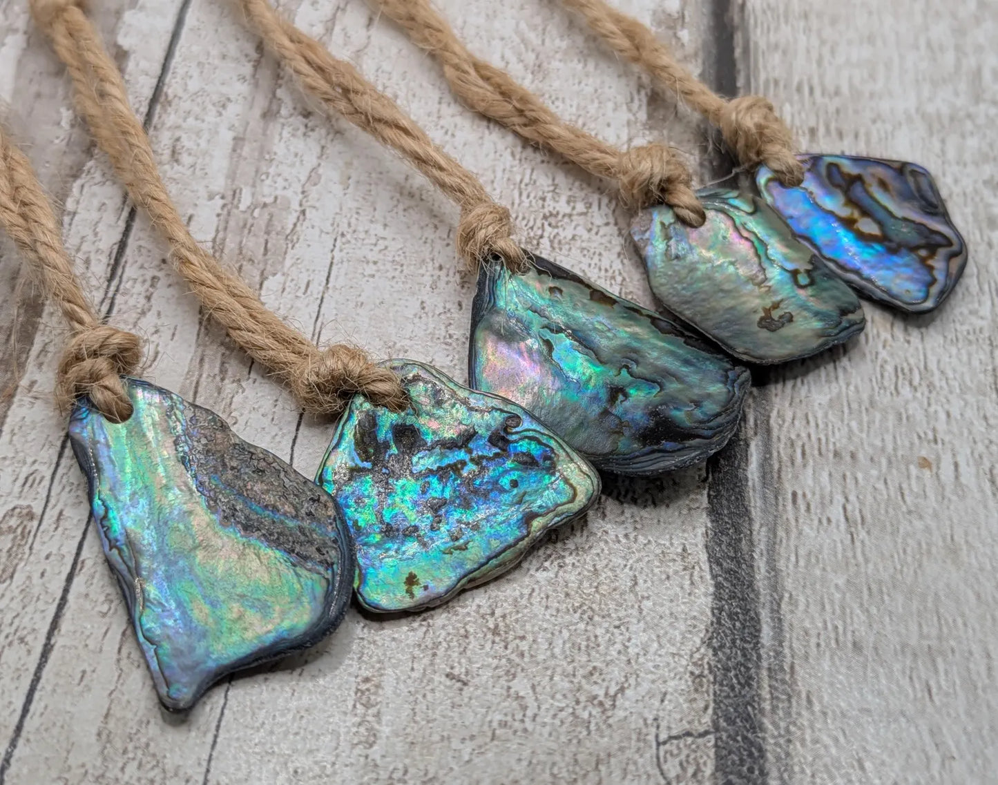 5 pack New Zealand Rainbow Pāua shell seasonal hanging tree decorations.