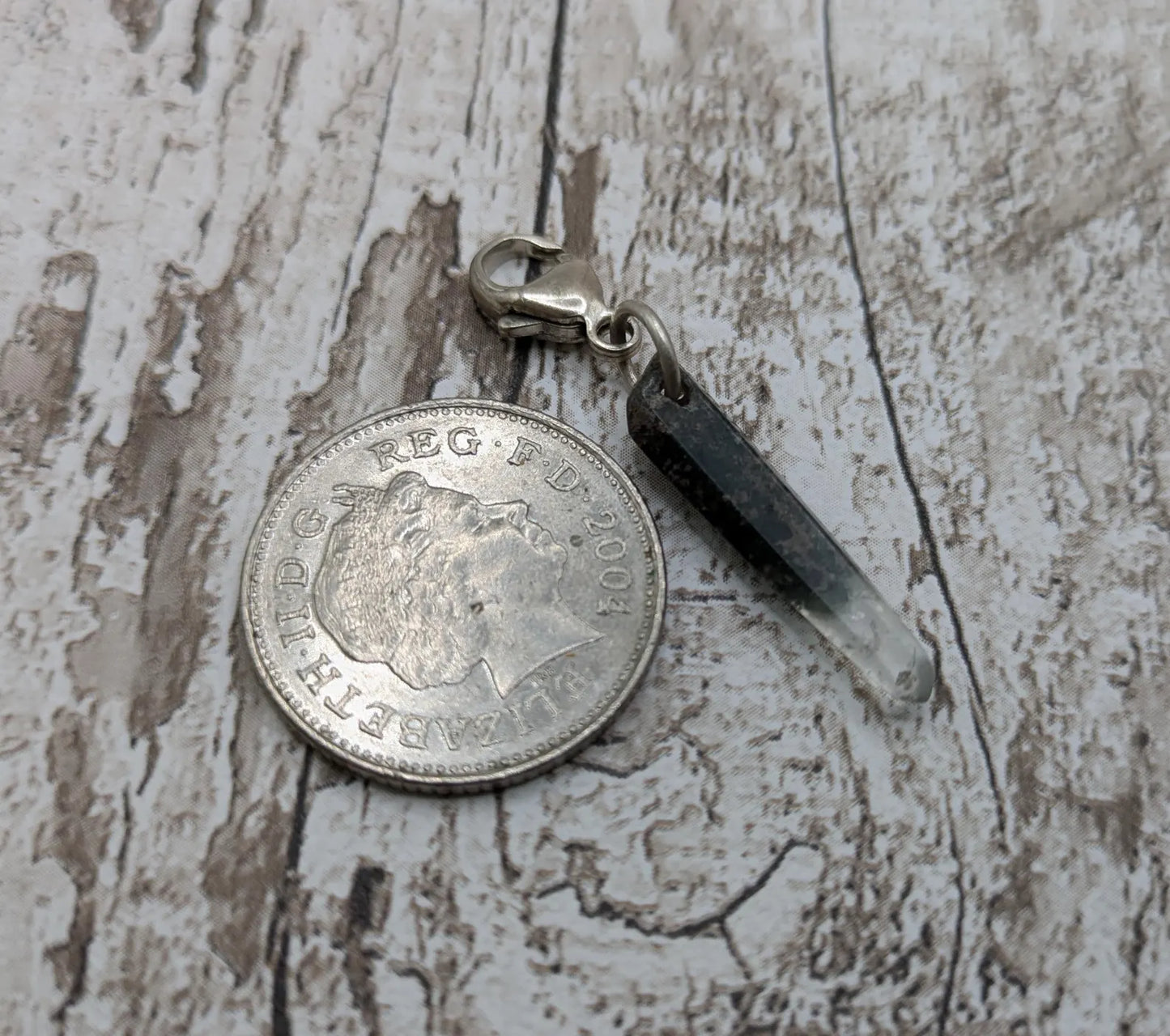 Quartz Crystal point clip on charm