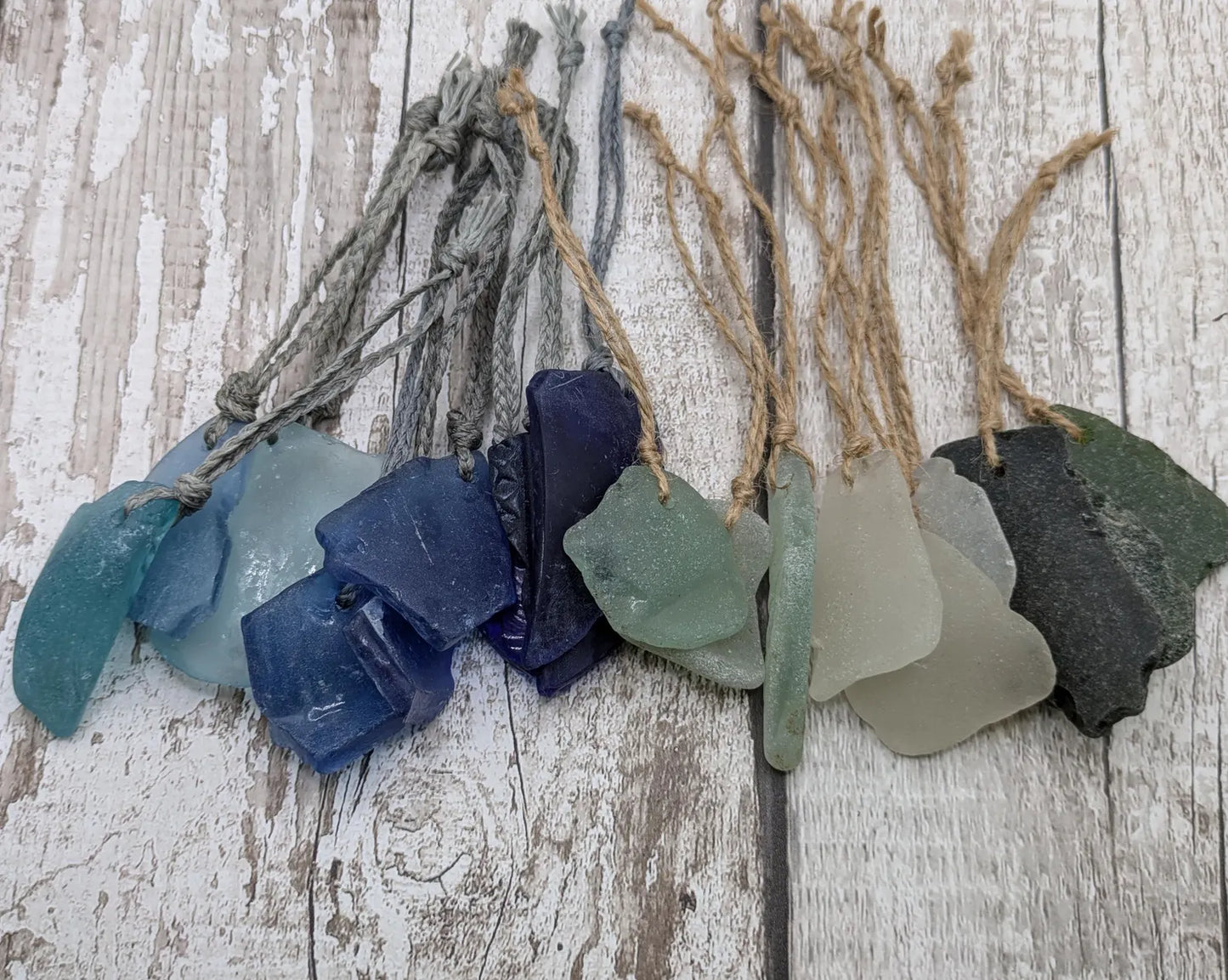 Coastal Elegance: 3 Pack Blue Sea Glass Christmas Ornaments