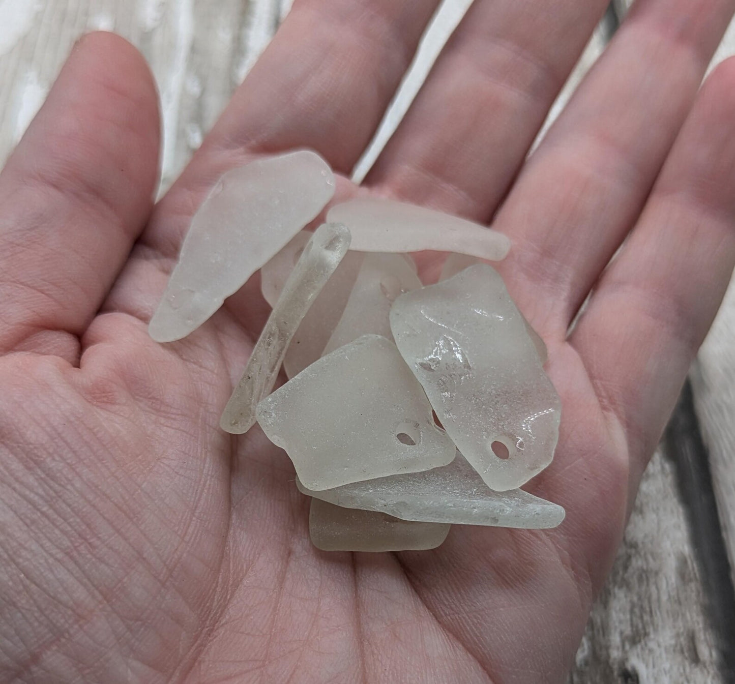 Hand-Drilled Sea Glass Beads - 10 Unique Pieces