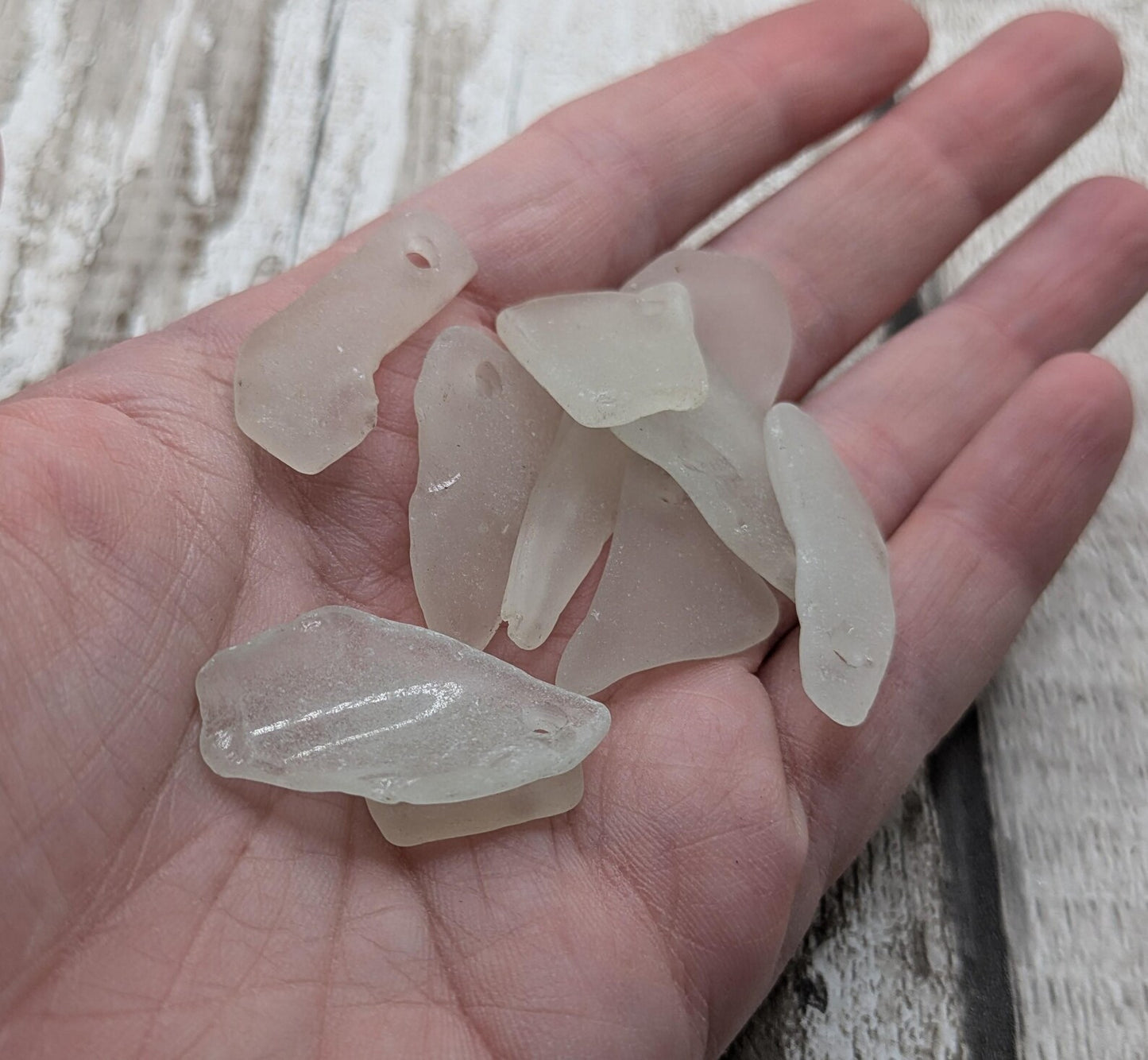 Hand-Drilled Sea Glass Beads - 10 Unique Pieces