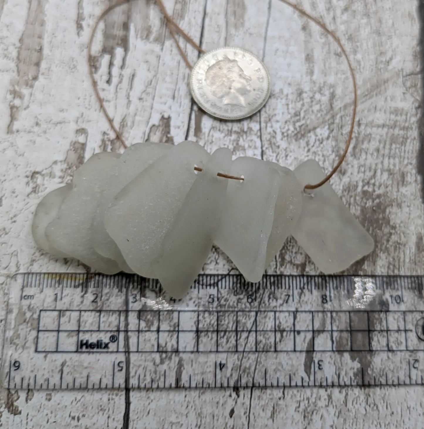 White Frosted Hand-Drilled Sea Glass Beads