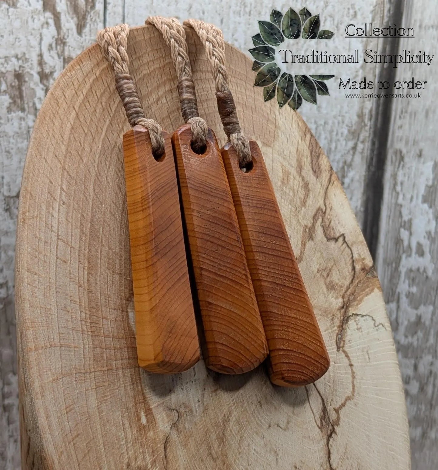 Yew wood roimata drop pendant.