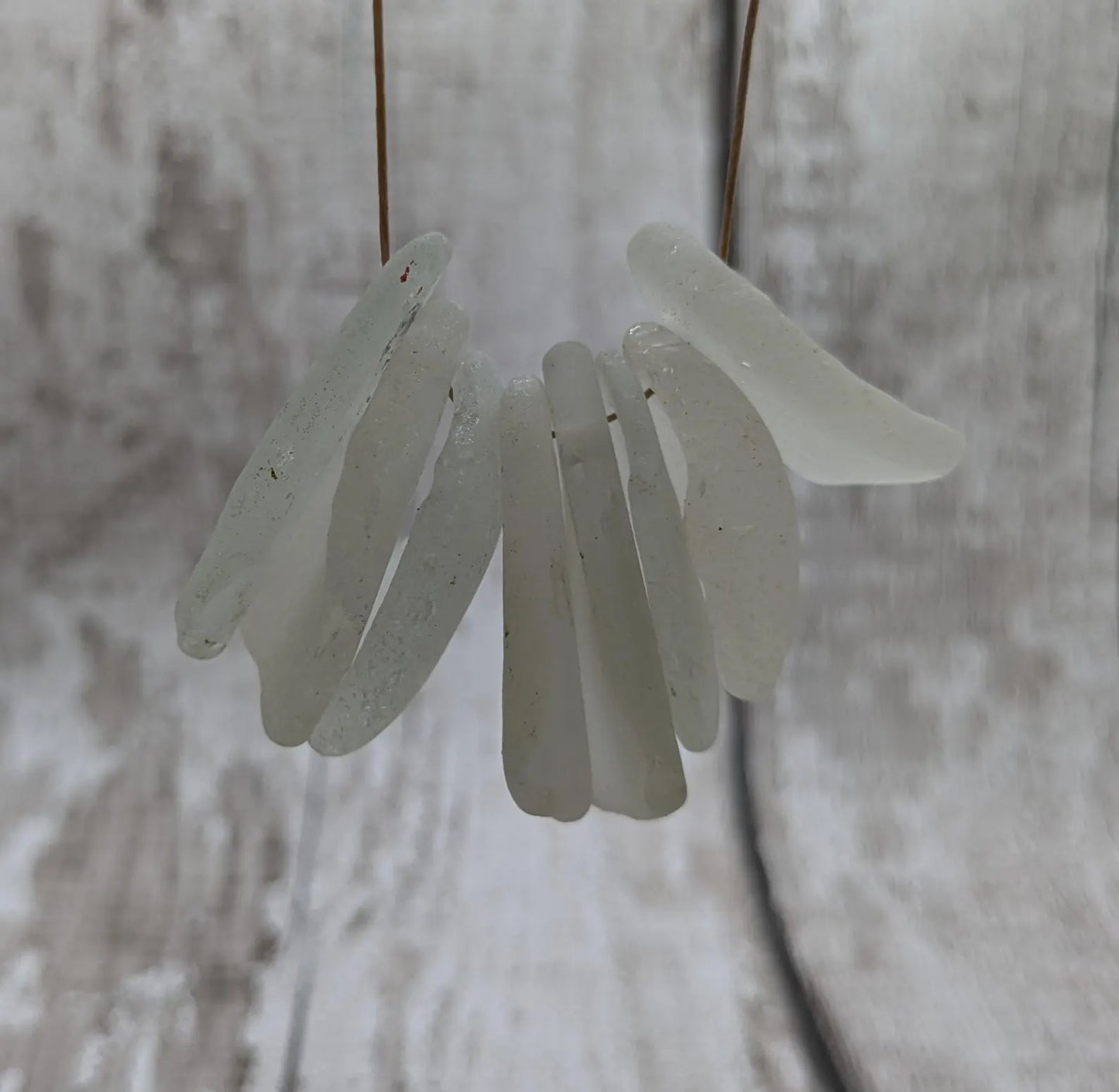 White Frosted Hand-Drilled Sea Glass Beads