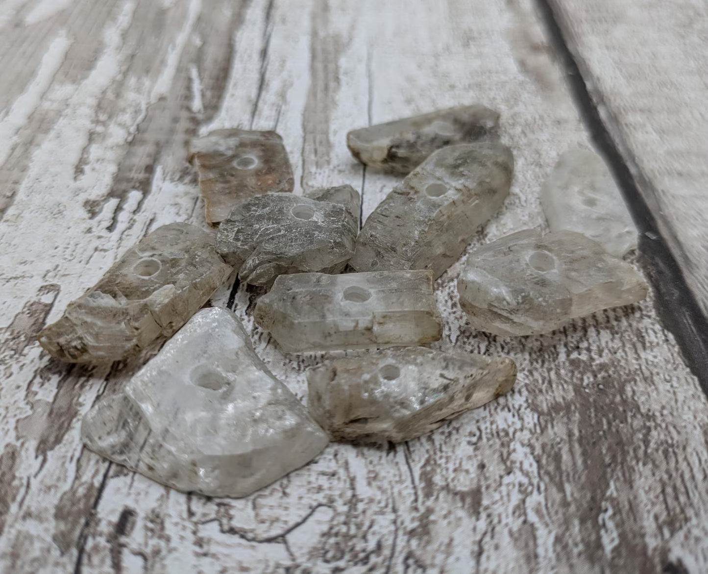 Beach Combed Minster Raw Selenite Beads - 11 Unique Pieces