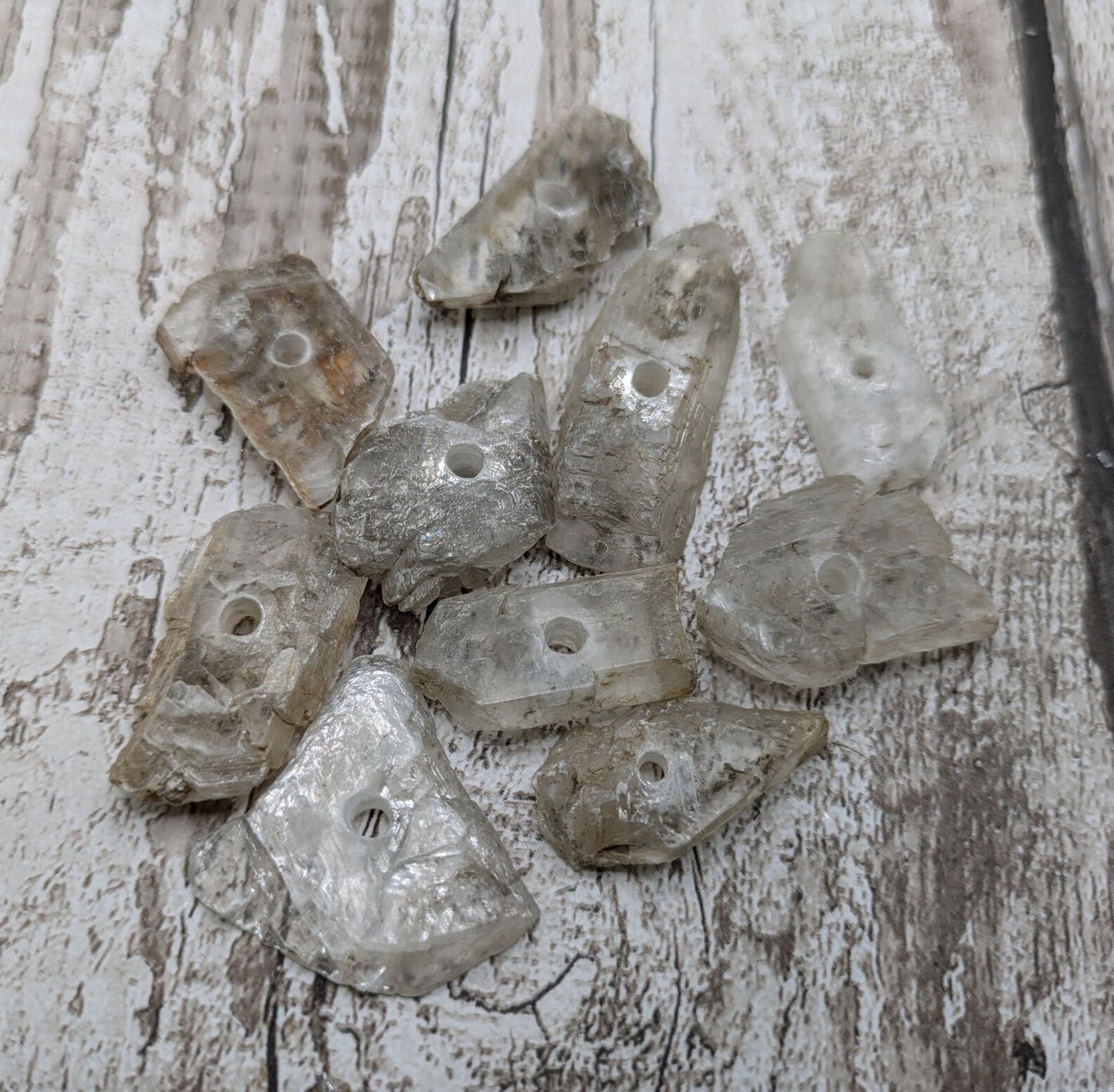 Beach Combed Minster Raw Selenite Beads - 11 Unique Pieces