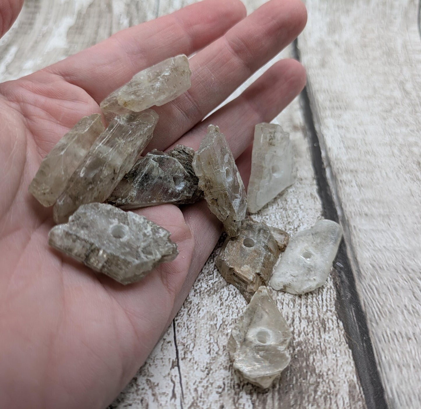 Beach Combed Minster Raw Selenite Beads - 11 Unique Pieces