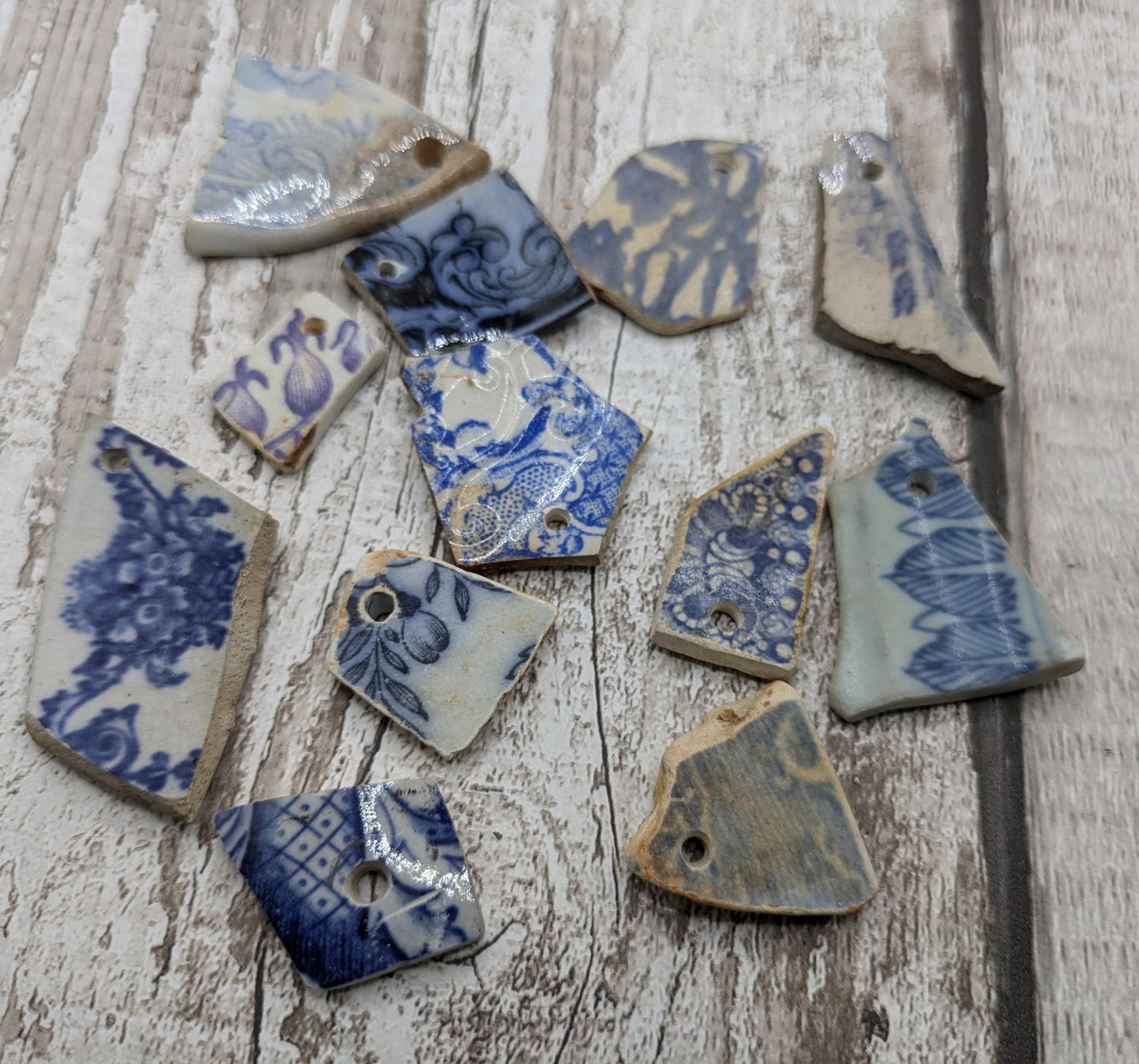 Beach Combed Blue Earthenware Beads