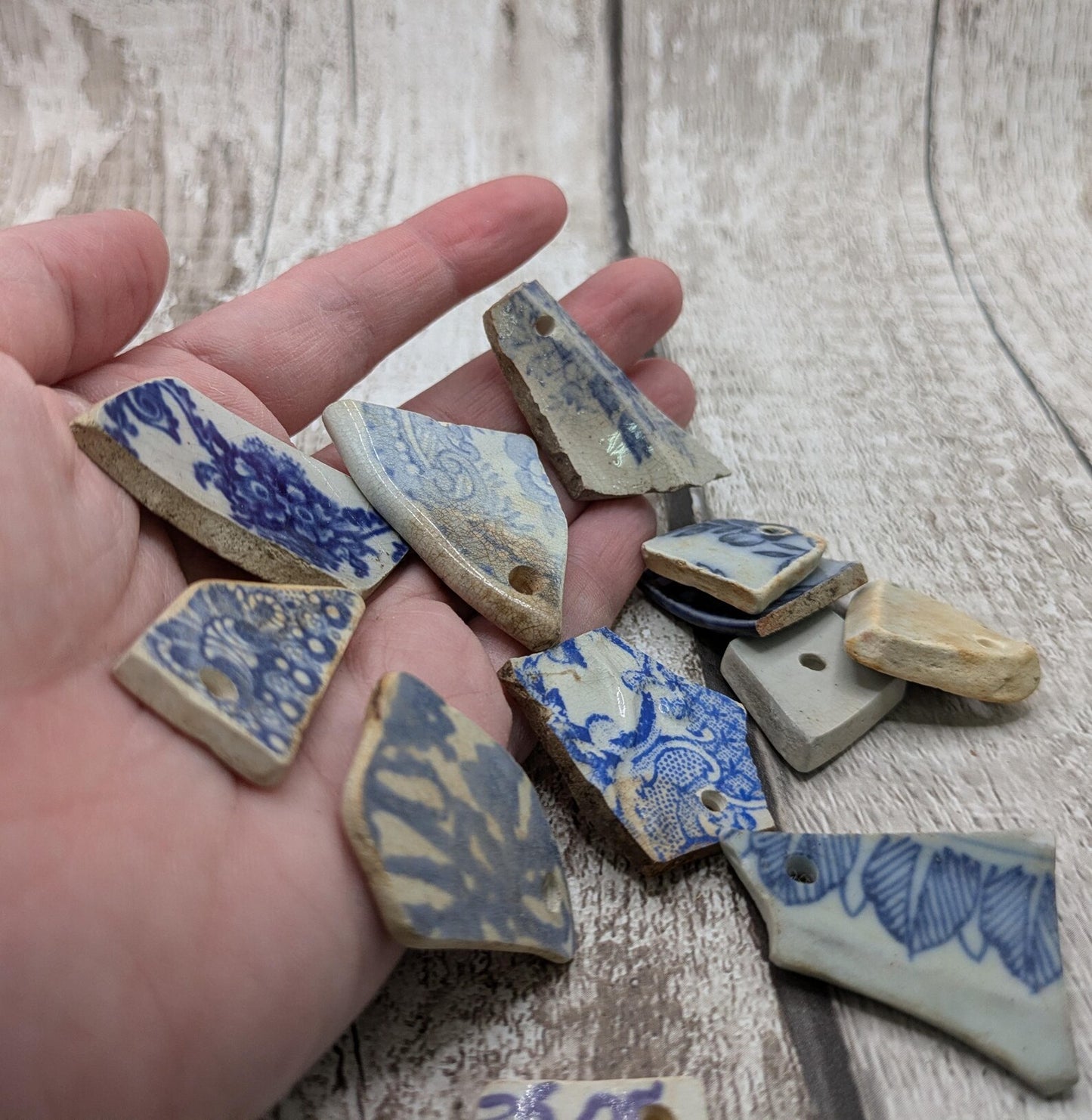 Beach Combed Blue Earthenware Beads