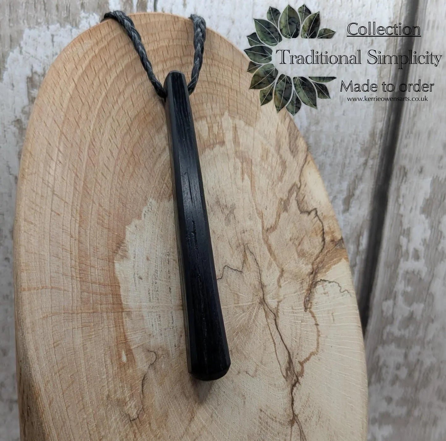 Fenland bog oak roimata drop pendant.