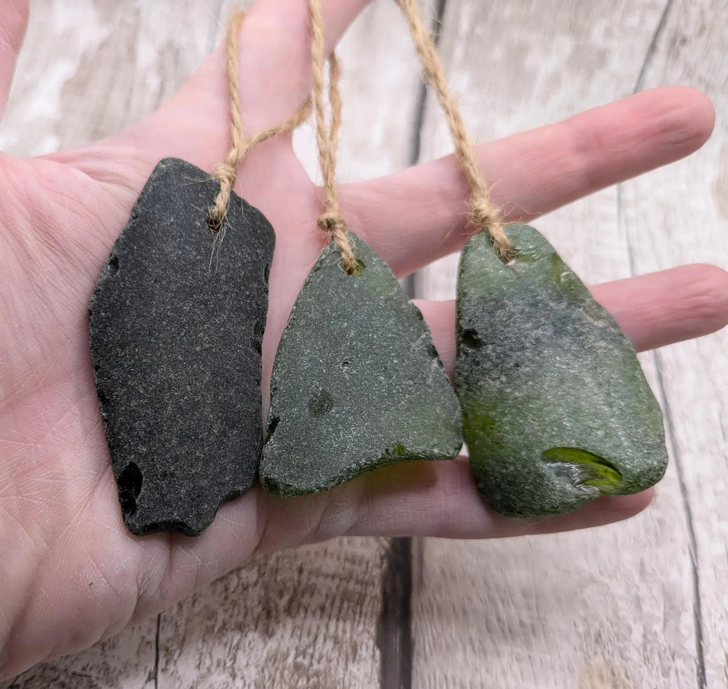 Coastal Charm: 3 Pack Green Sea Glass Christmas Tree Decorations