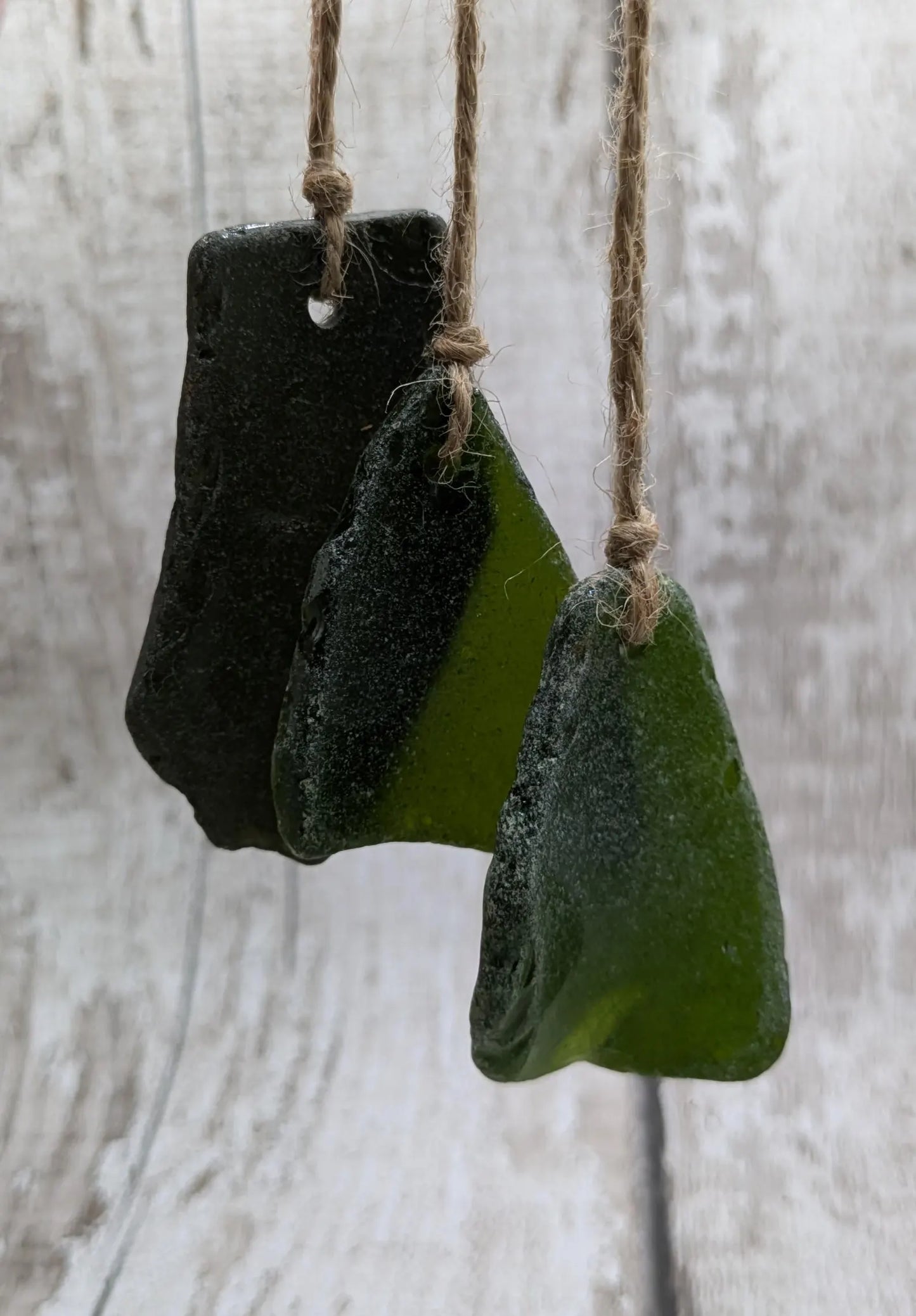 Coastal Charm: 3 Pack Green Sea Glass Christmas Tree Decorations