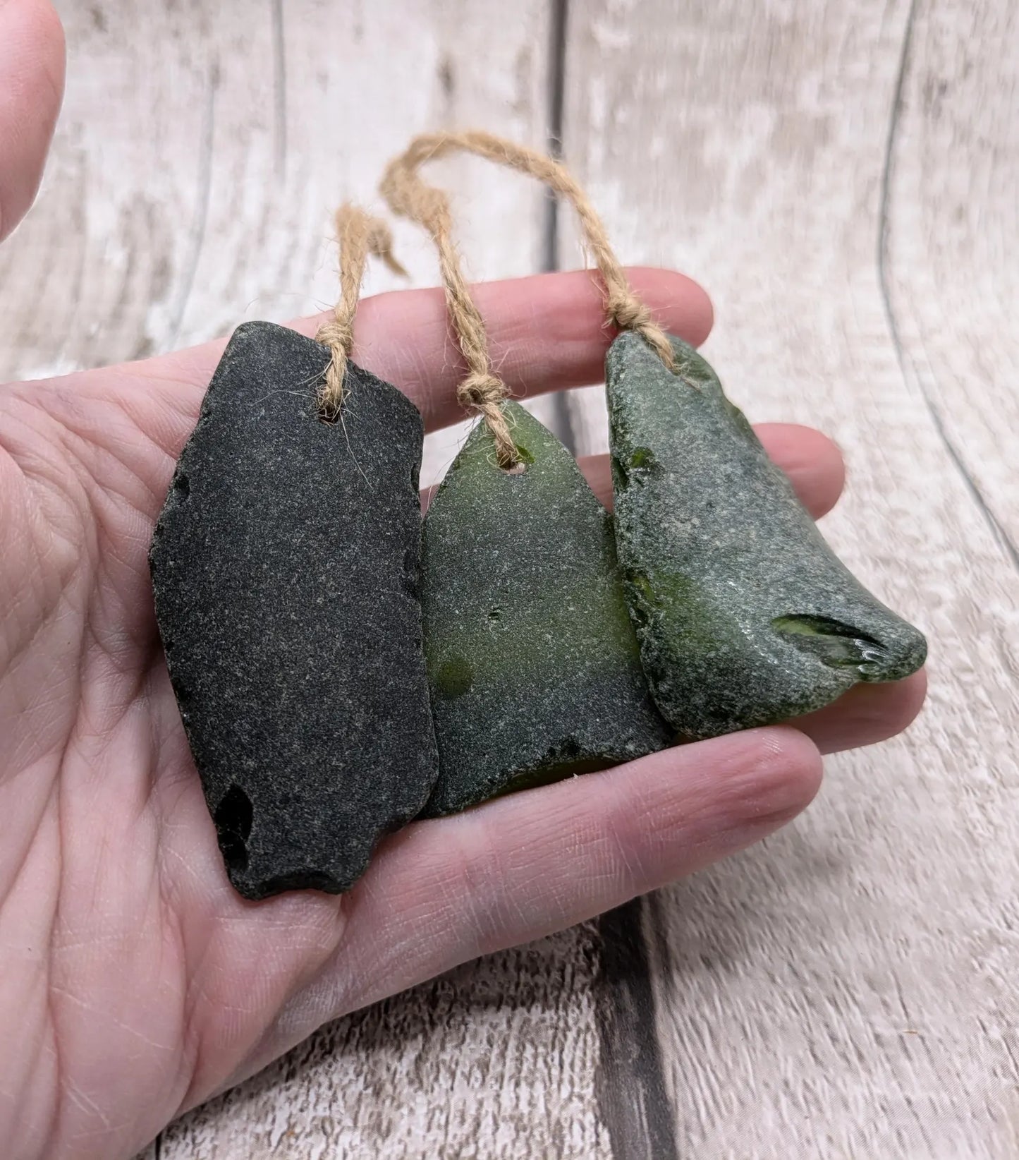 Coastal Charm: 3 Pack Green Sea Glass Christmas Tree Decorations