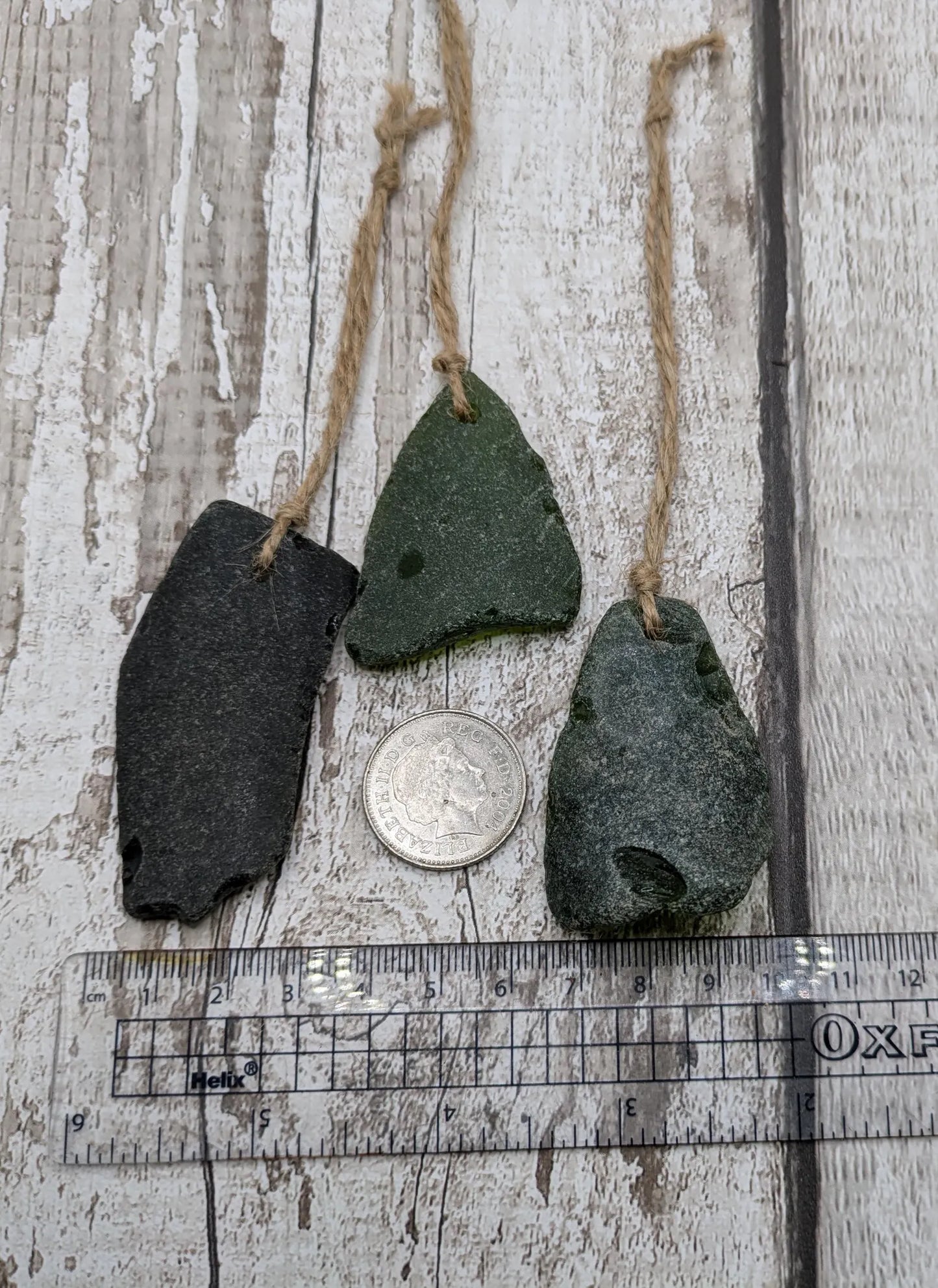 Coastal Charm: 3 Pack Green Sea Glass Christmas Tree Decorations