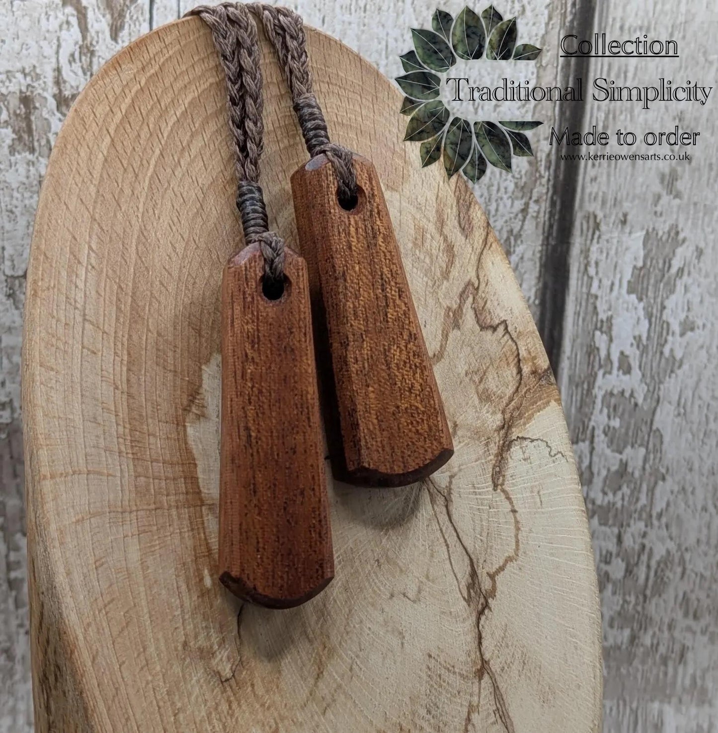 Sepele mahogany wood roimata drop pendant.