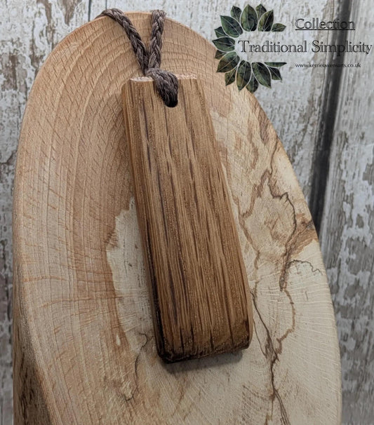 Whiskey barrel oak wood Toki style pendant.