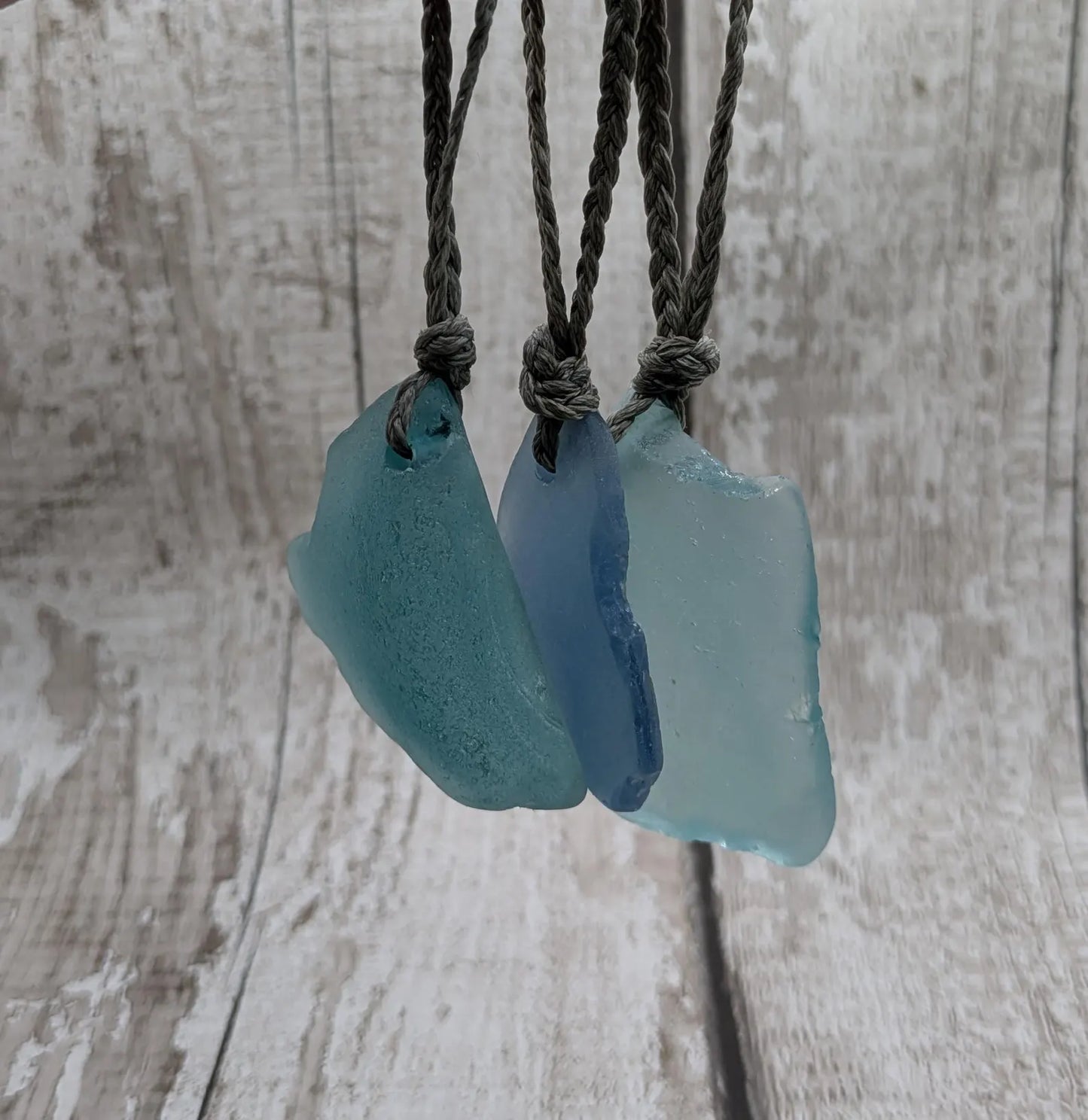 Coastal Elegance: 3 Pack Blue Sea Glass Christmas Ornaments