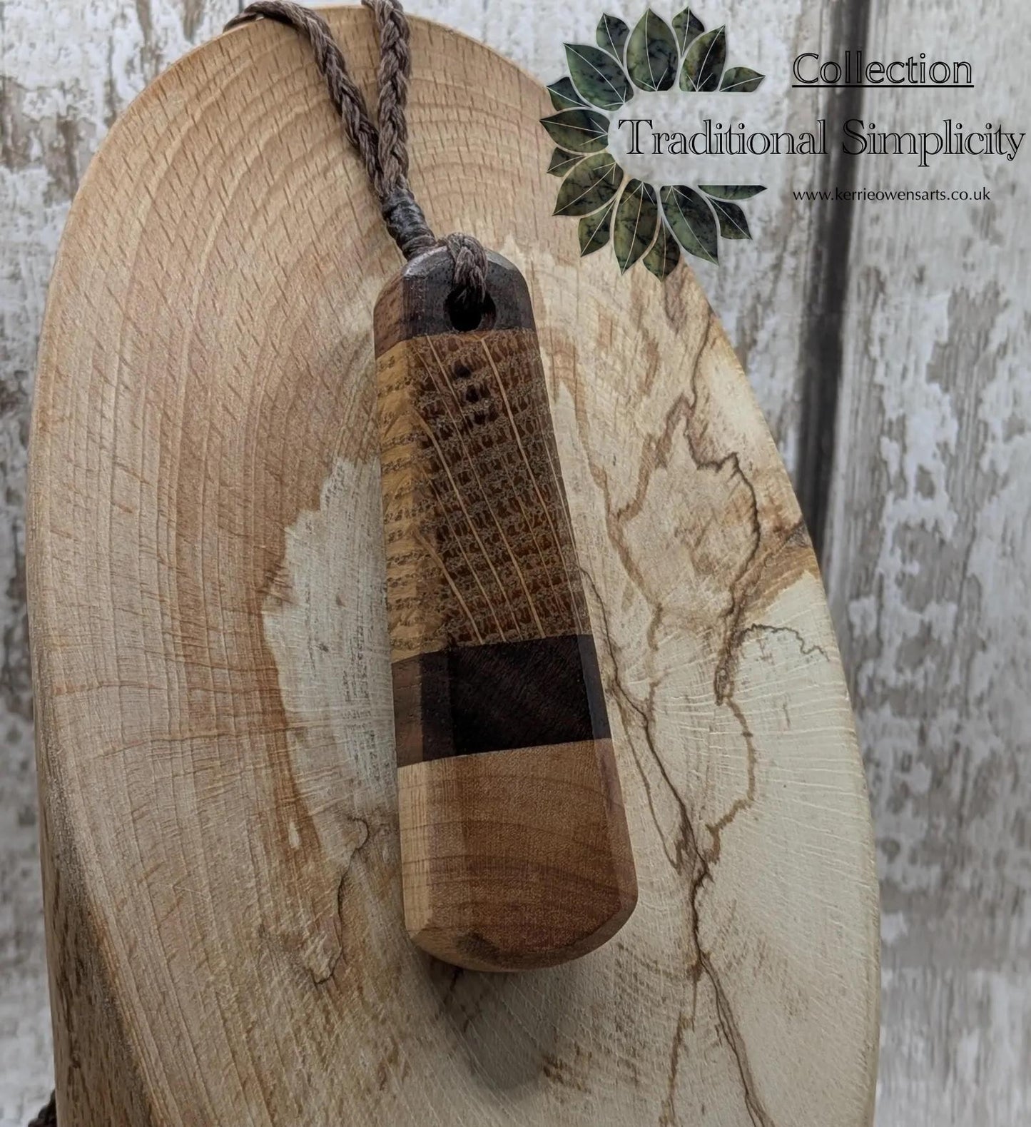 Triple wood roimata teardrop pendant.