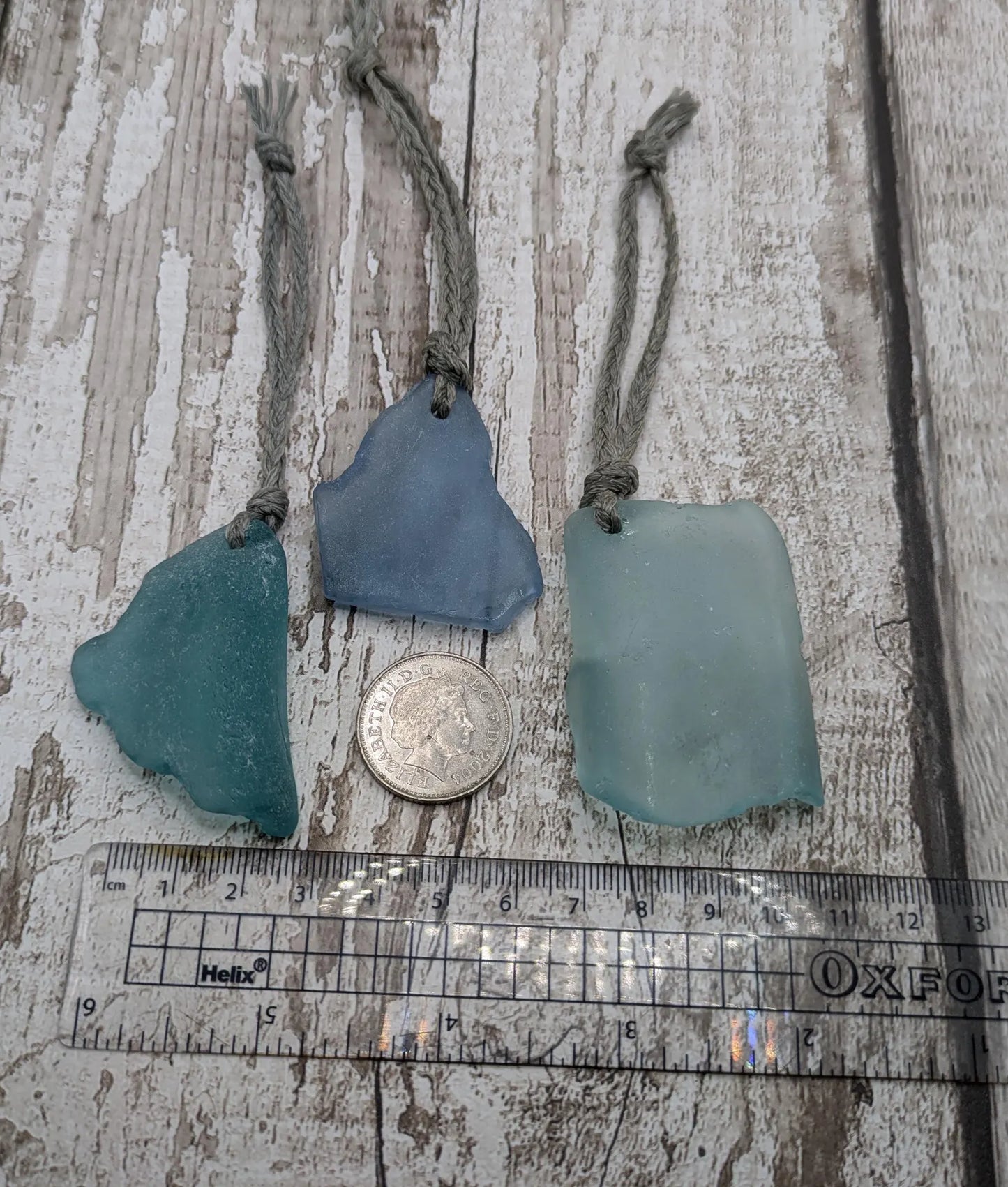 Coastal Elegance: 3 Pack Blue Sea Glass Christmas Ornaments