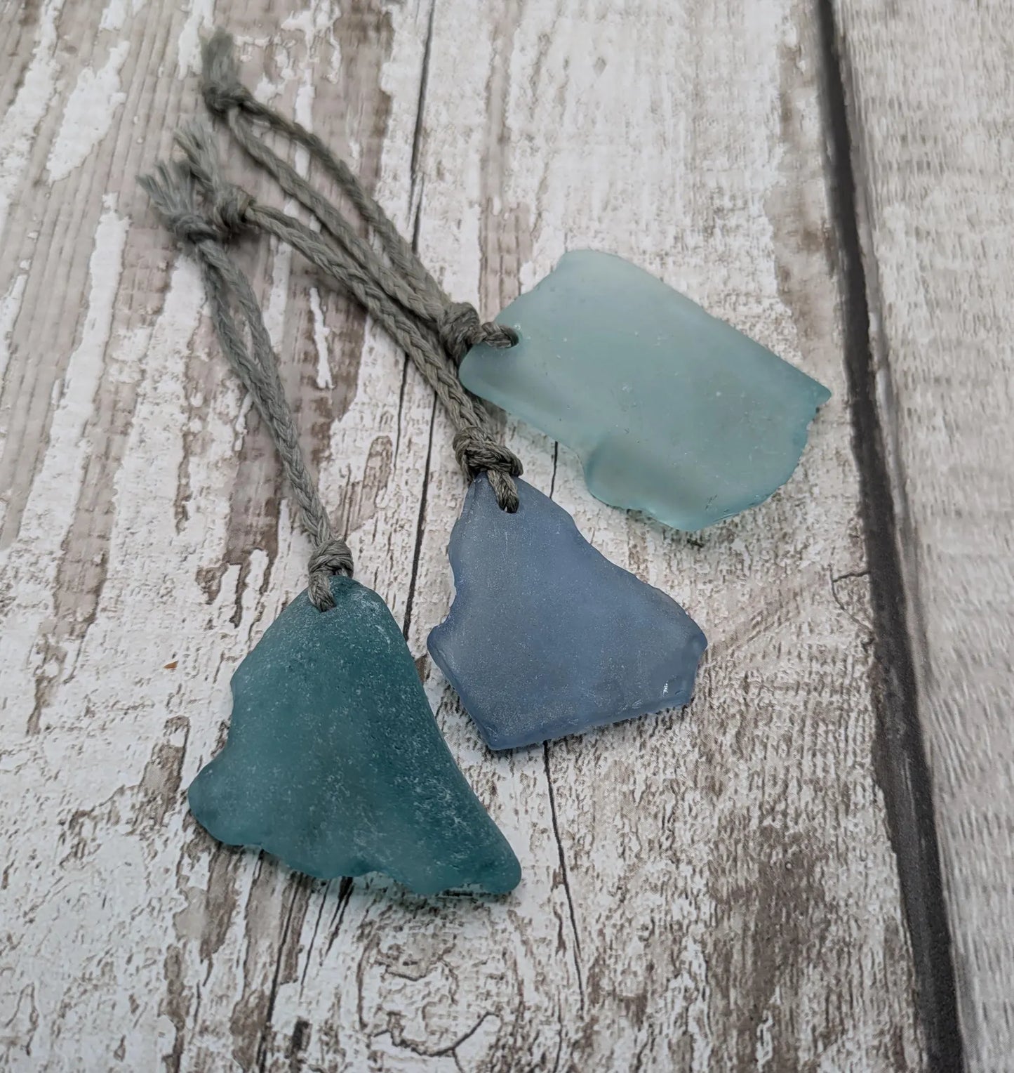 Coastal Elegance: 3 Pack Blue Sea Glass Christmas Ornaments