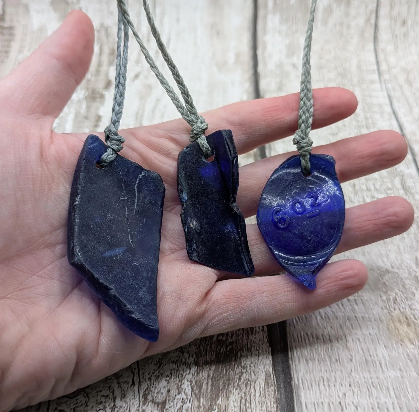 Dark Blue Sea Glass Christmas Tree Decorations - 3 Pack