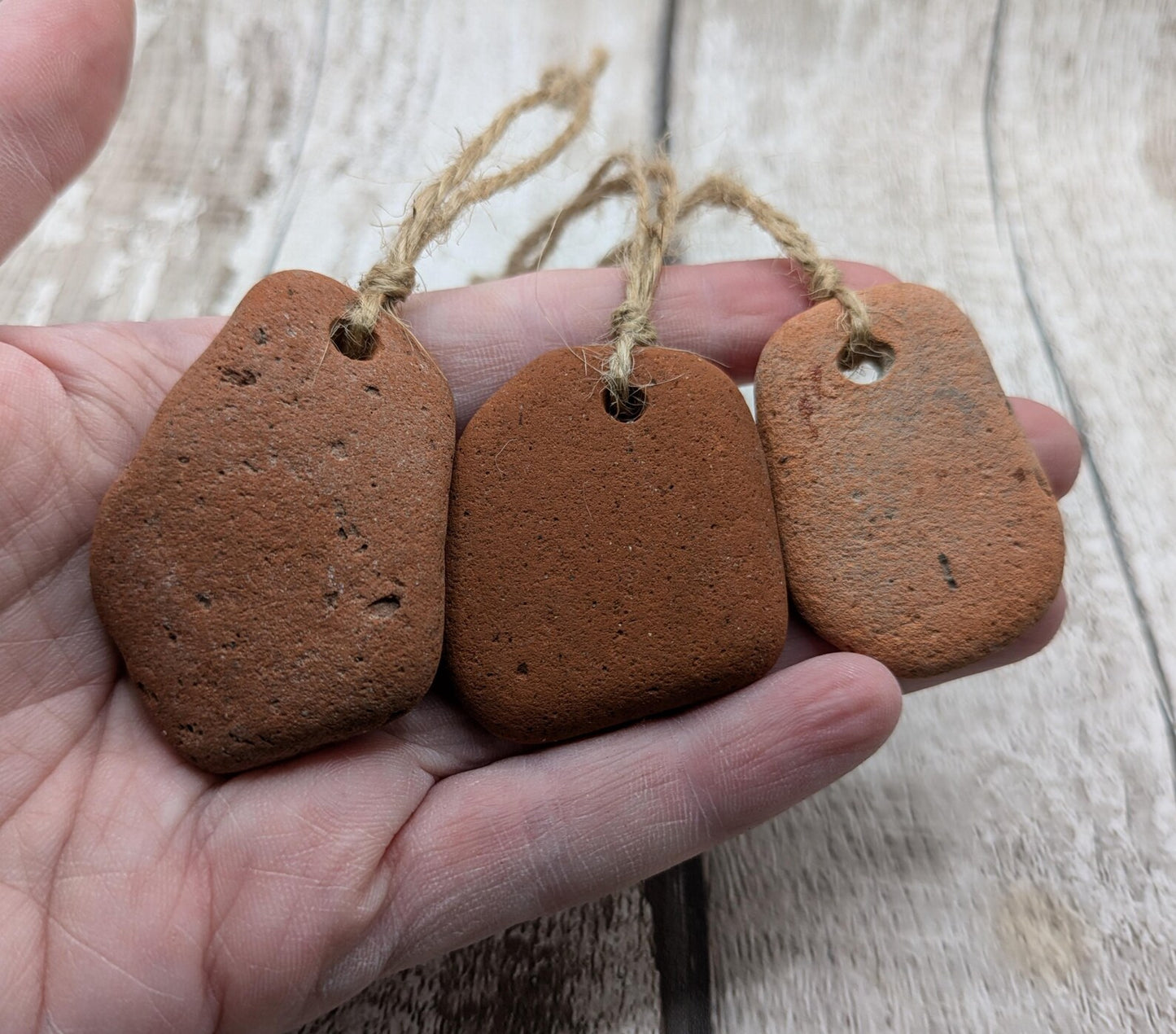 Naturally Tumbled Terracotta Christmas Tree Ornaments