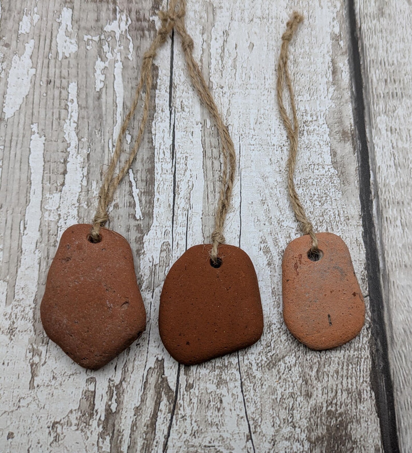 Naturally Tumbled Terracotta Christmas Tree Ornaments