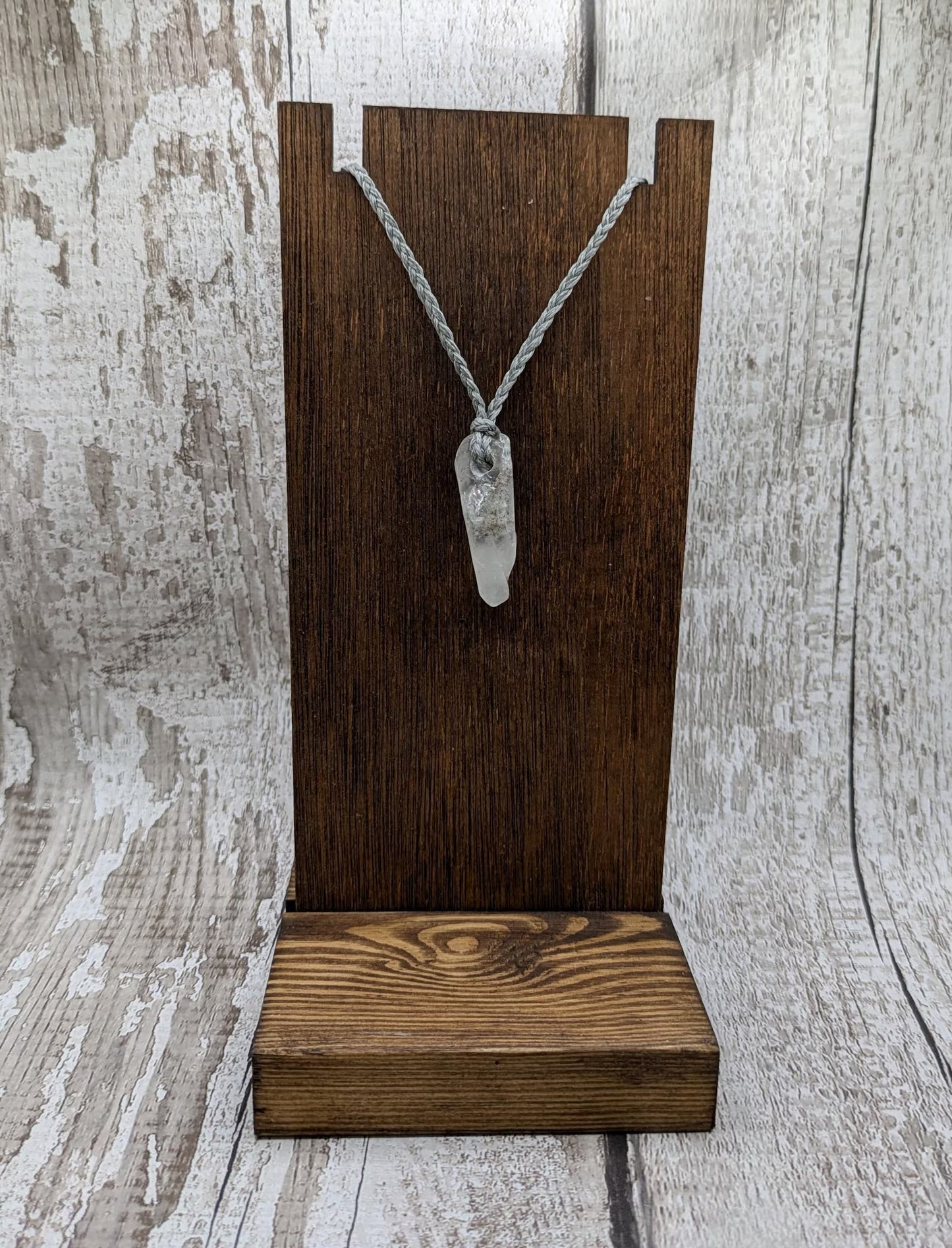 Clear quartz Crystal point pendant.