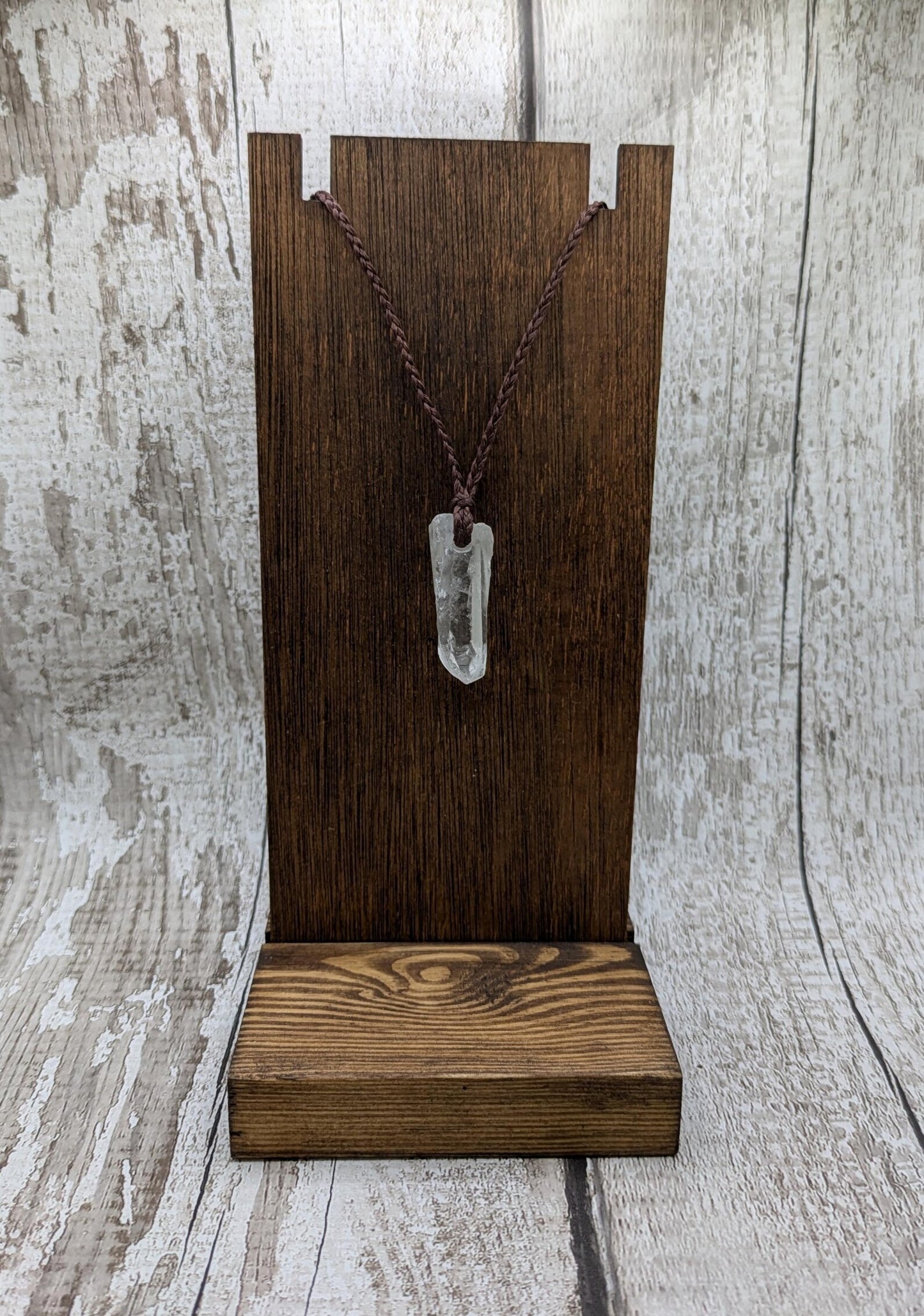 Clear quartz Crystal point pendant.