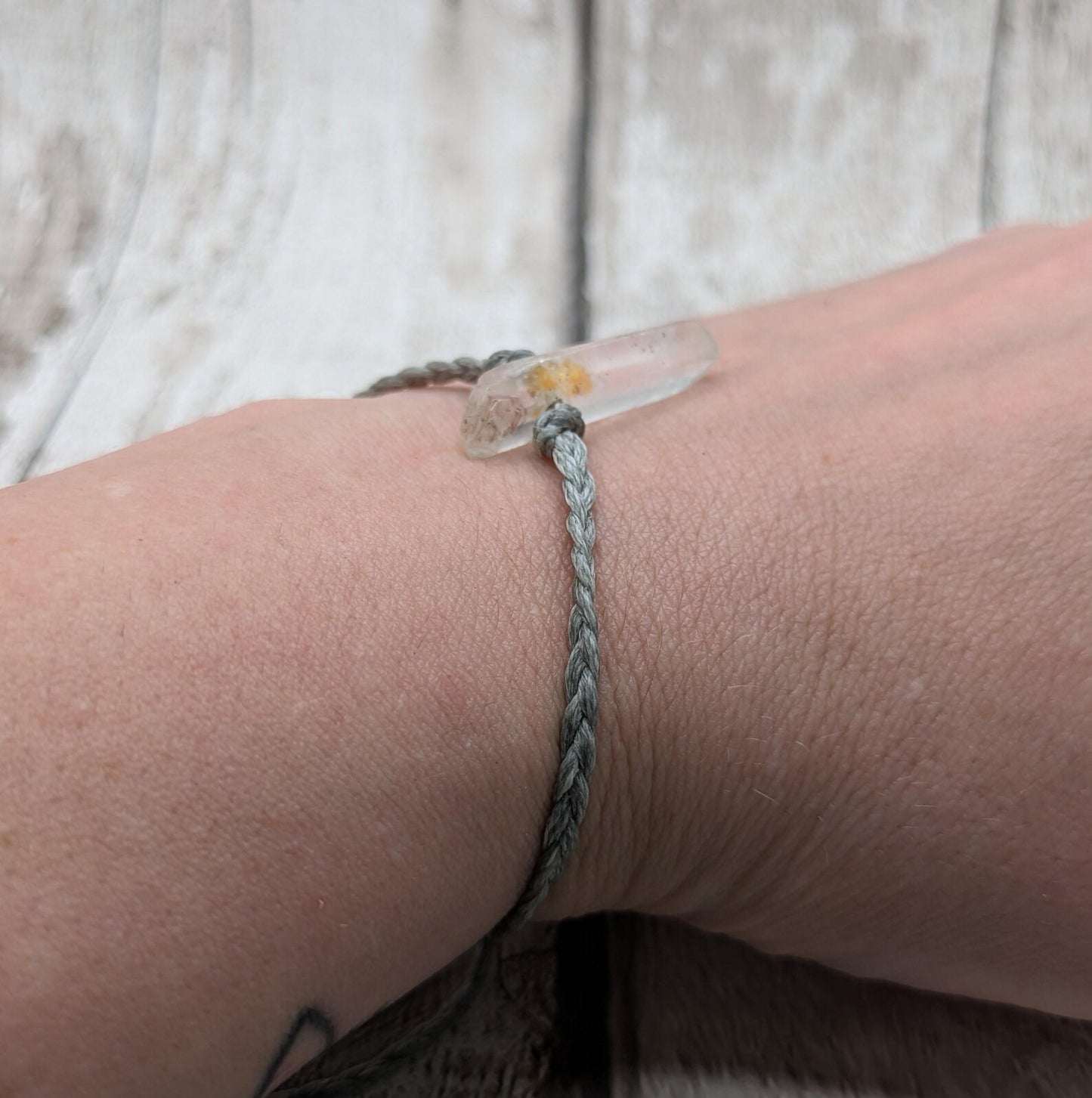 Quartz Crystal point adjustable bracelet.