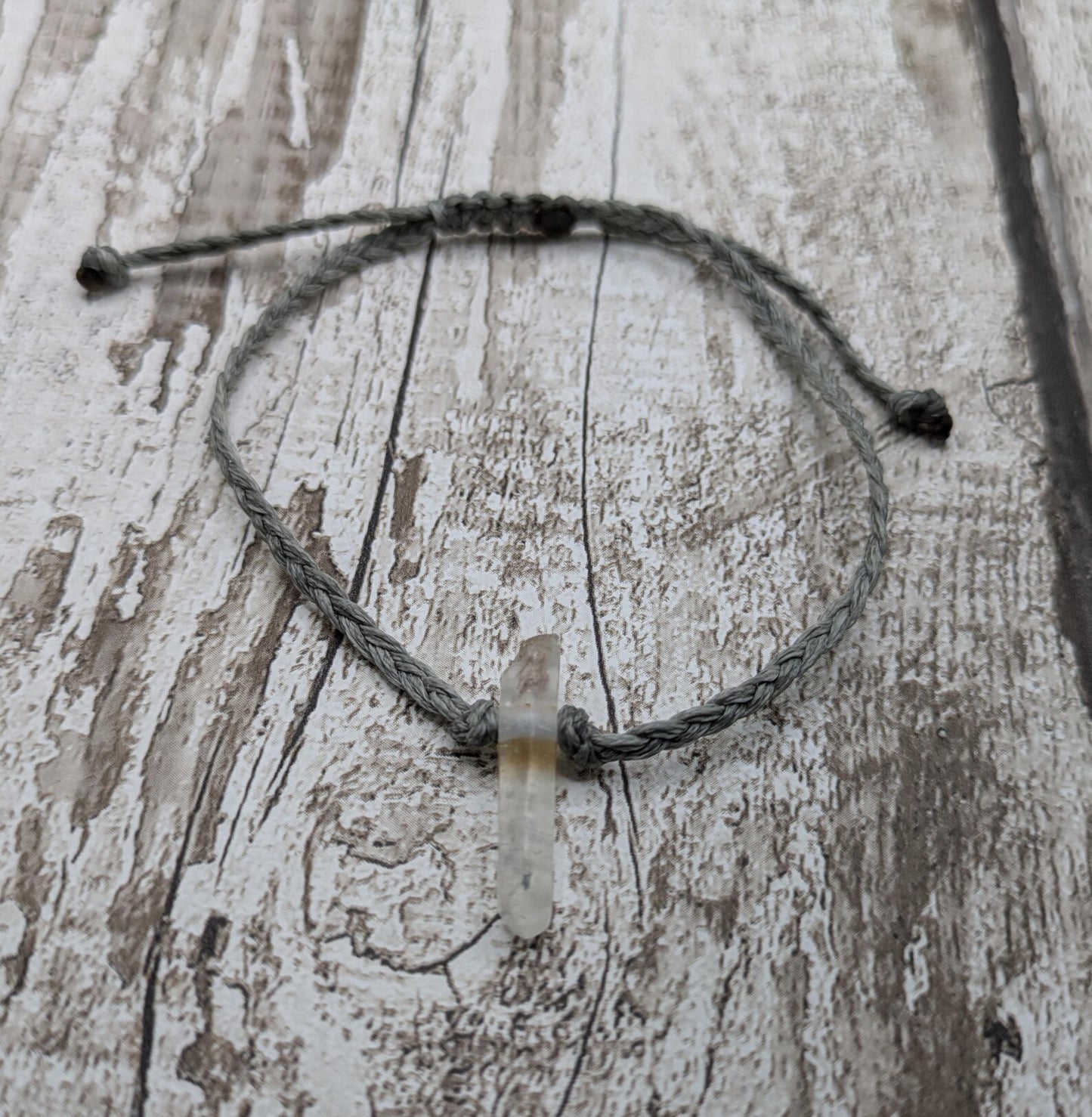 Quartz Crystal point adjustable bracelet.