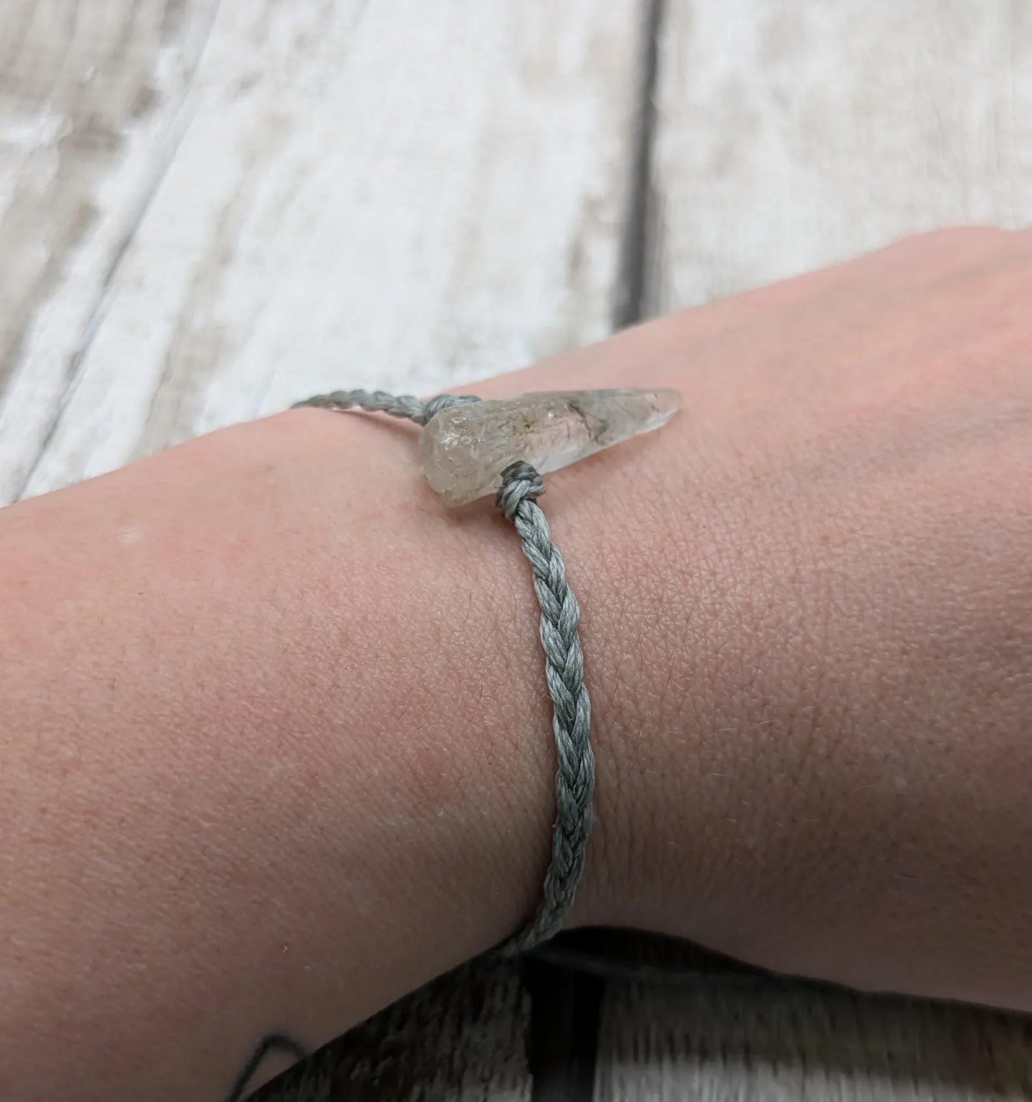 Rutilated quartz point adjustable bracelet.