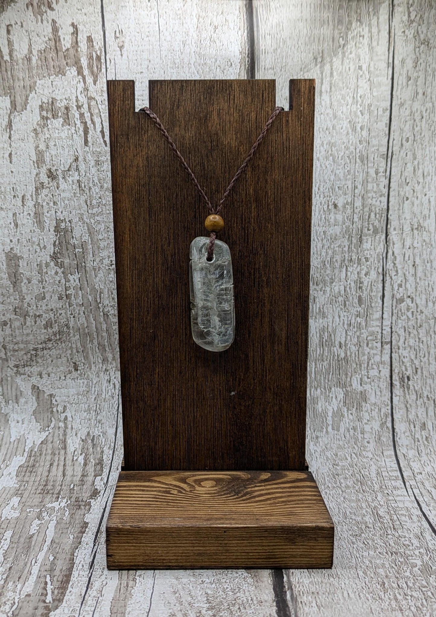 Sheppy selenite, tumbled and polished pendant.