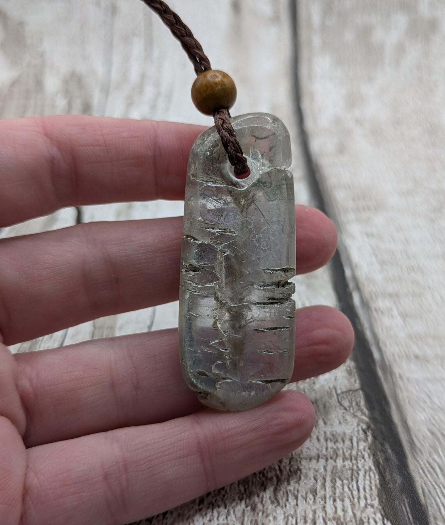 Sheppy selenite, tumbled and polished pendant.