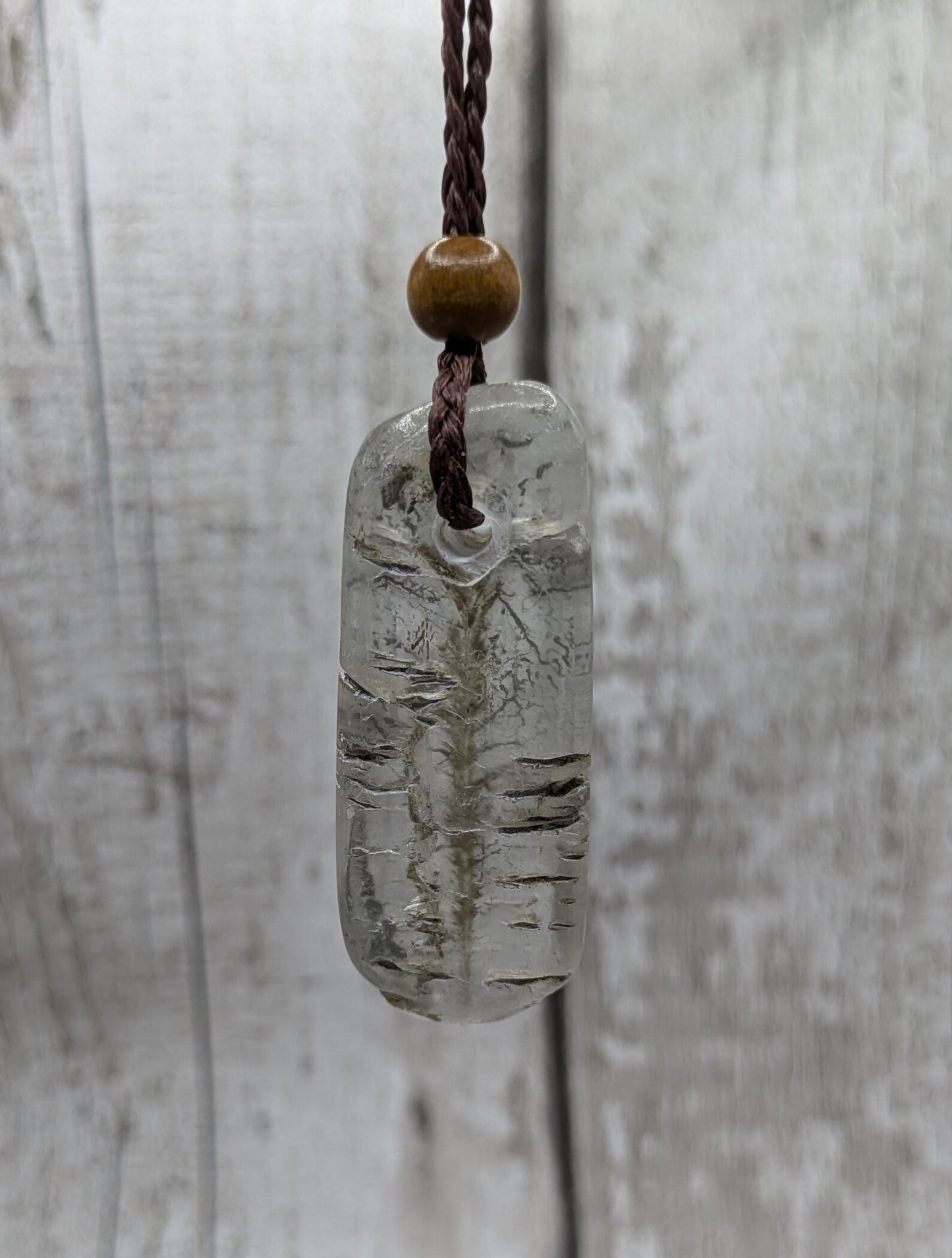 Sheppy selenite, tumbled and polished pendant.