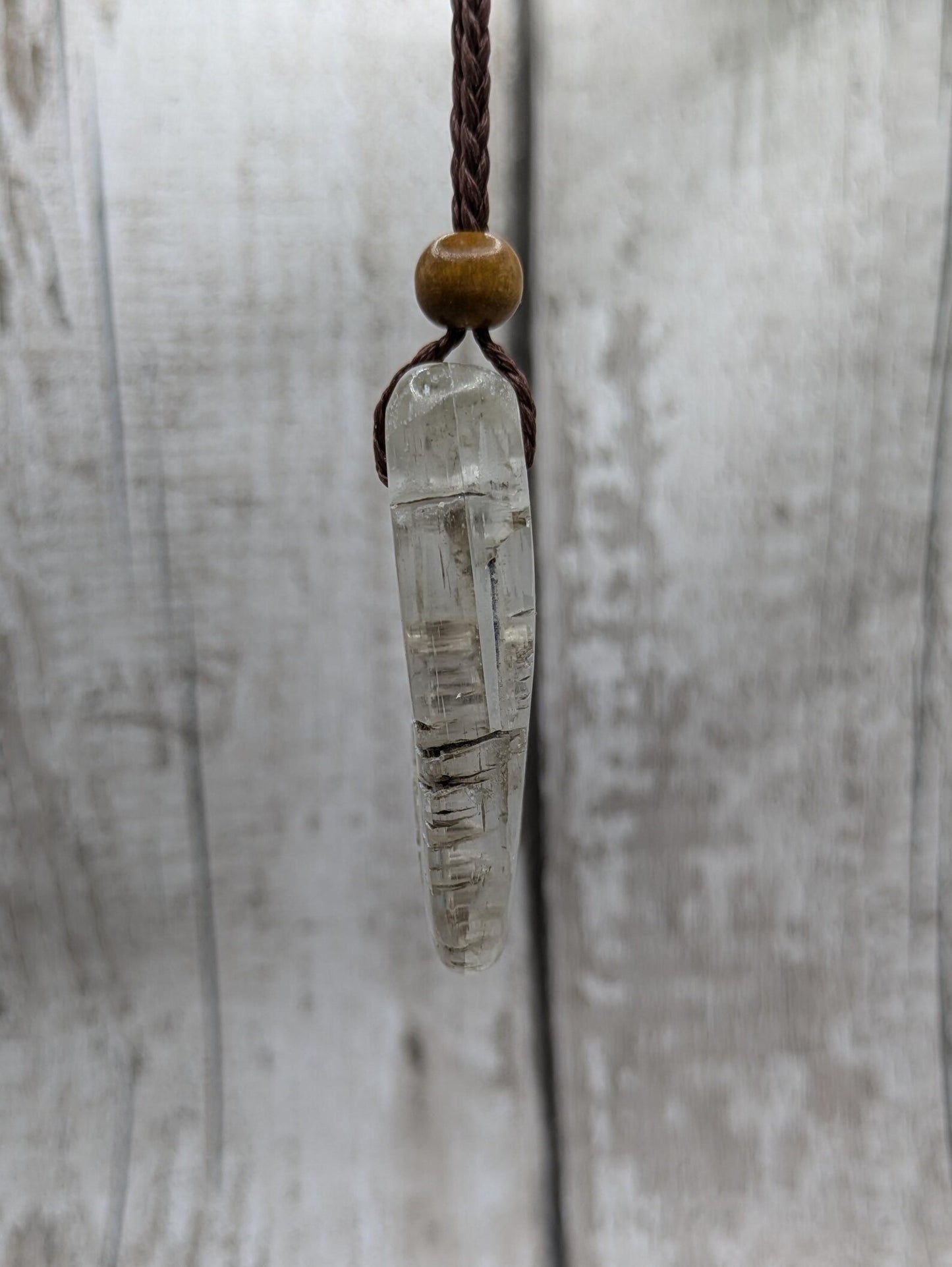 Sheppy selenite, tumbled and polished pendant.