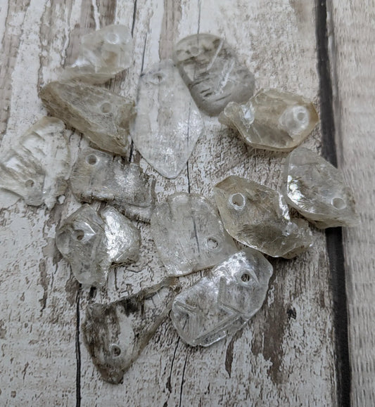 Top drilled sheppy selenite beads.