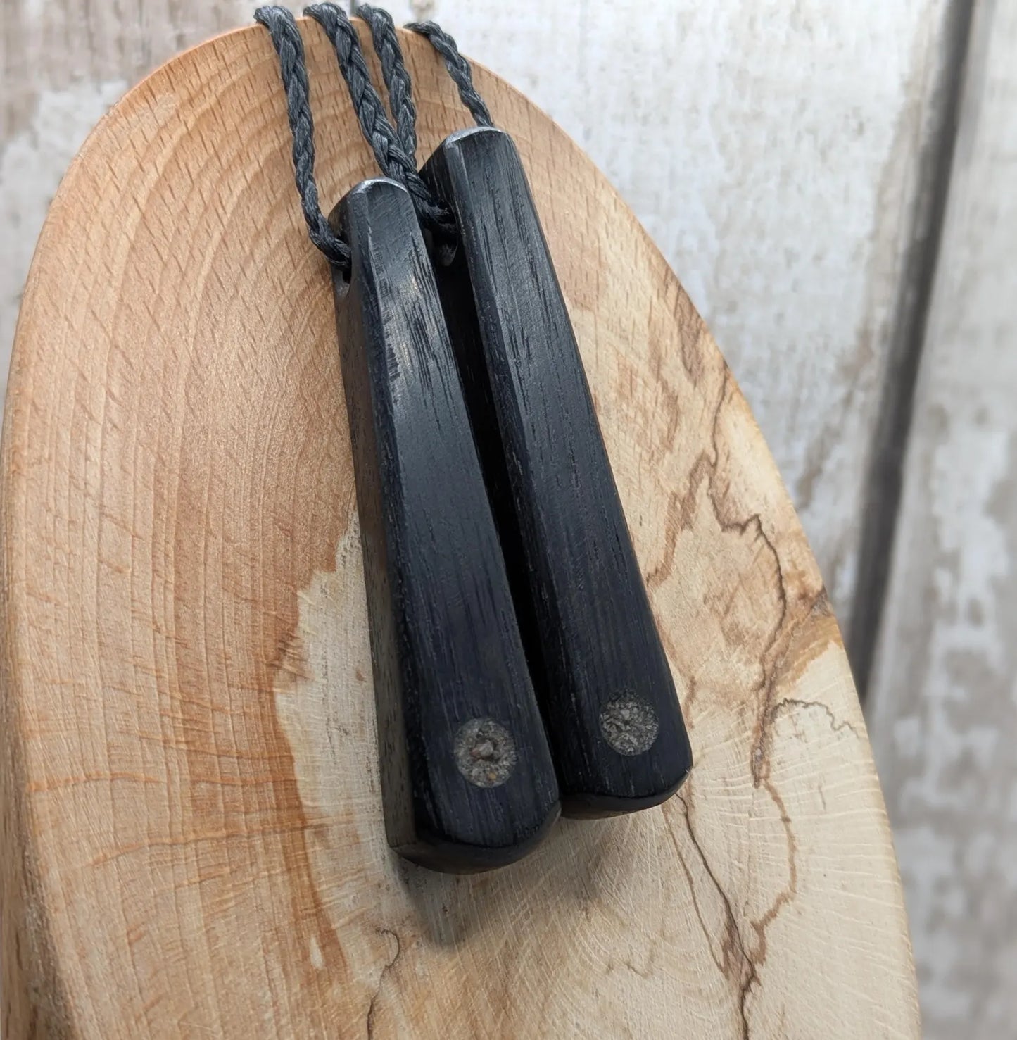 Fenland Bog Oak Roimata Pendant with Avebury Sarsen Inlay – Ancient Talisman | Wiccan, Druidic, or Pagan spiritual Ancestral Jewellery.